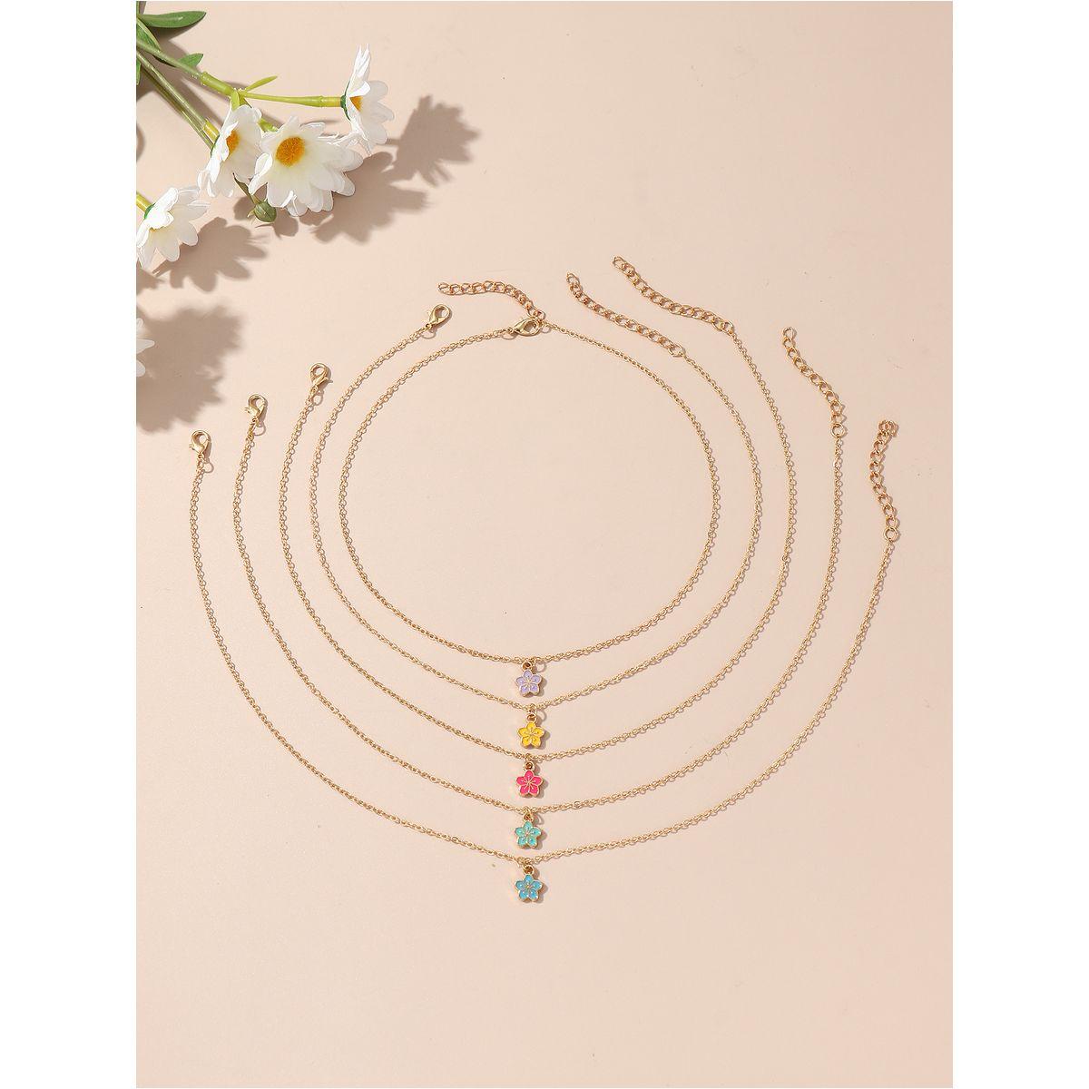 Styli Set of 5 - Flower Pendant Necklaces-women-watchesandjewellery-jewellery-necklacesandpendants-image-1