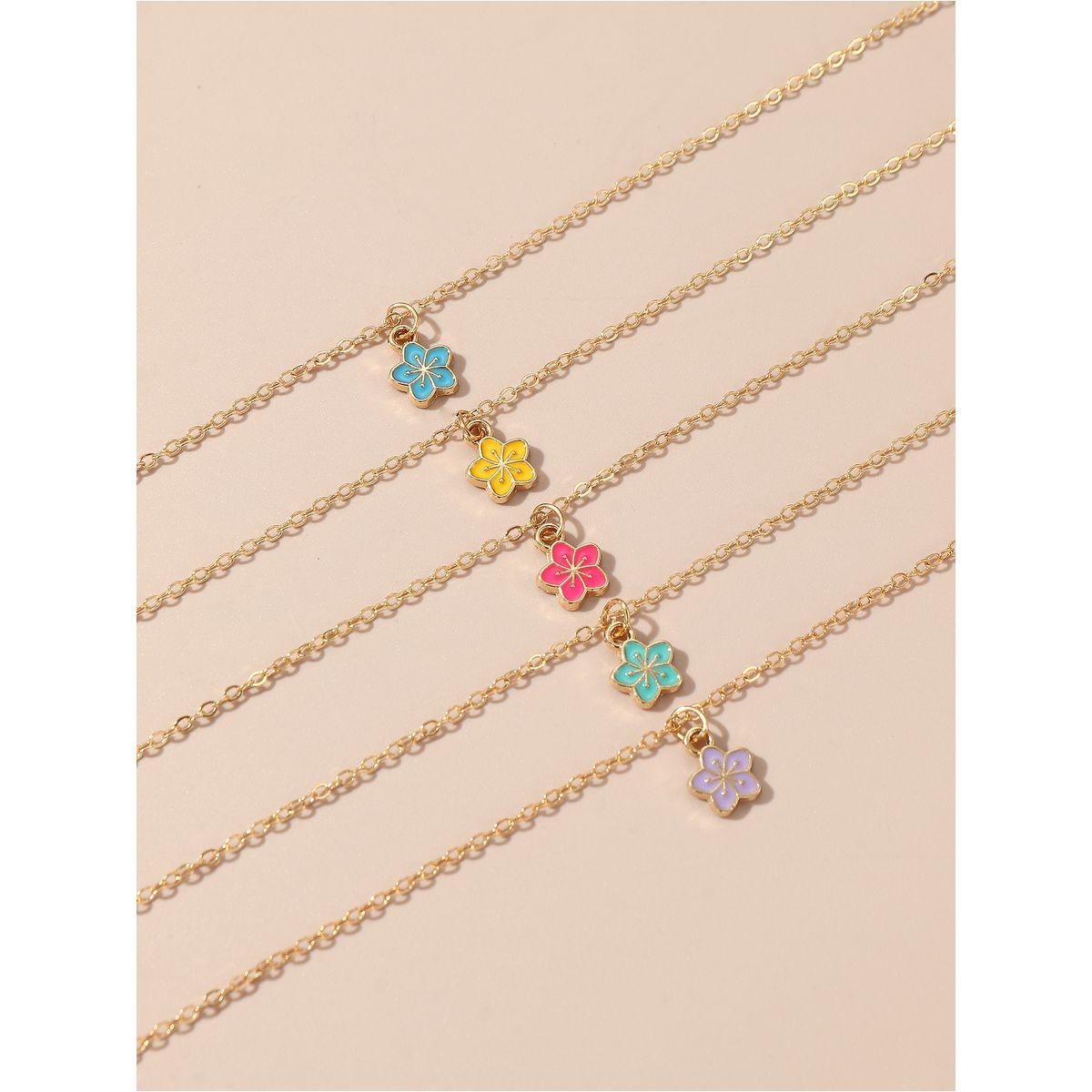Styli Set of 5 - Flower Pendant Necklaces-women-watchesandjewellery-jewellery-necklacesandpendants-image-3