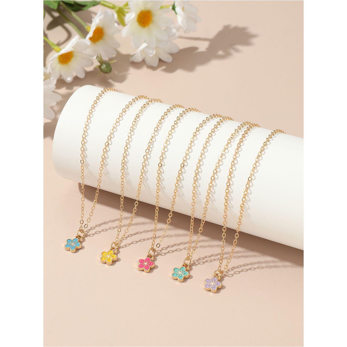 Styli Set of 5 - Flower Pendant Necklaces-women-watchesandjewellery-jewellery-necklacesandpendants-image-4