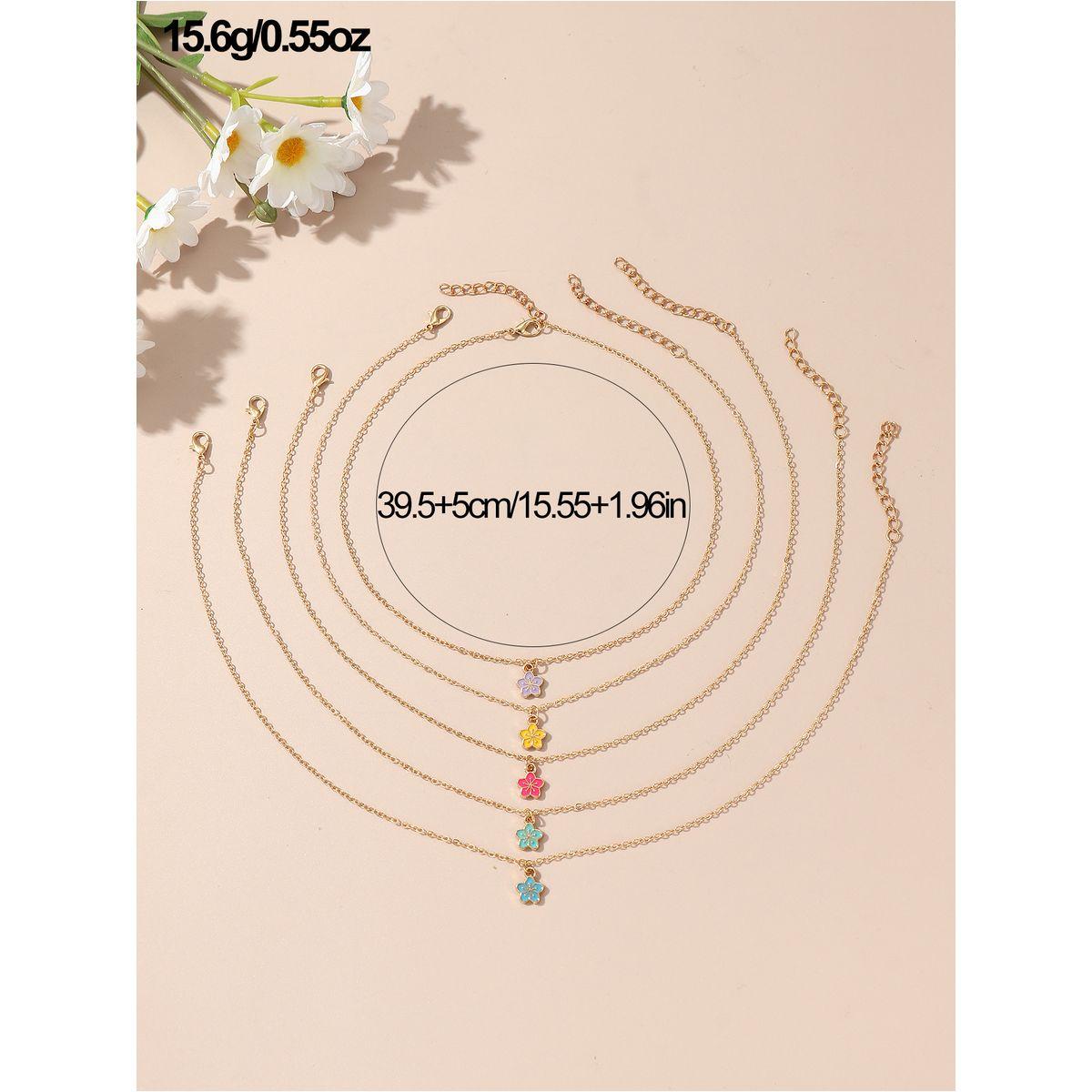 Styli Set of 5 - Flower Pendant Necklaces-women-watchesandjewellery-jewellery-necklacesandpendants-image-5