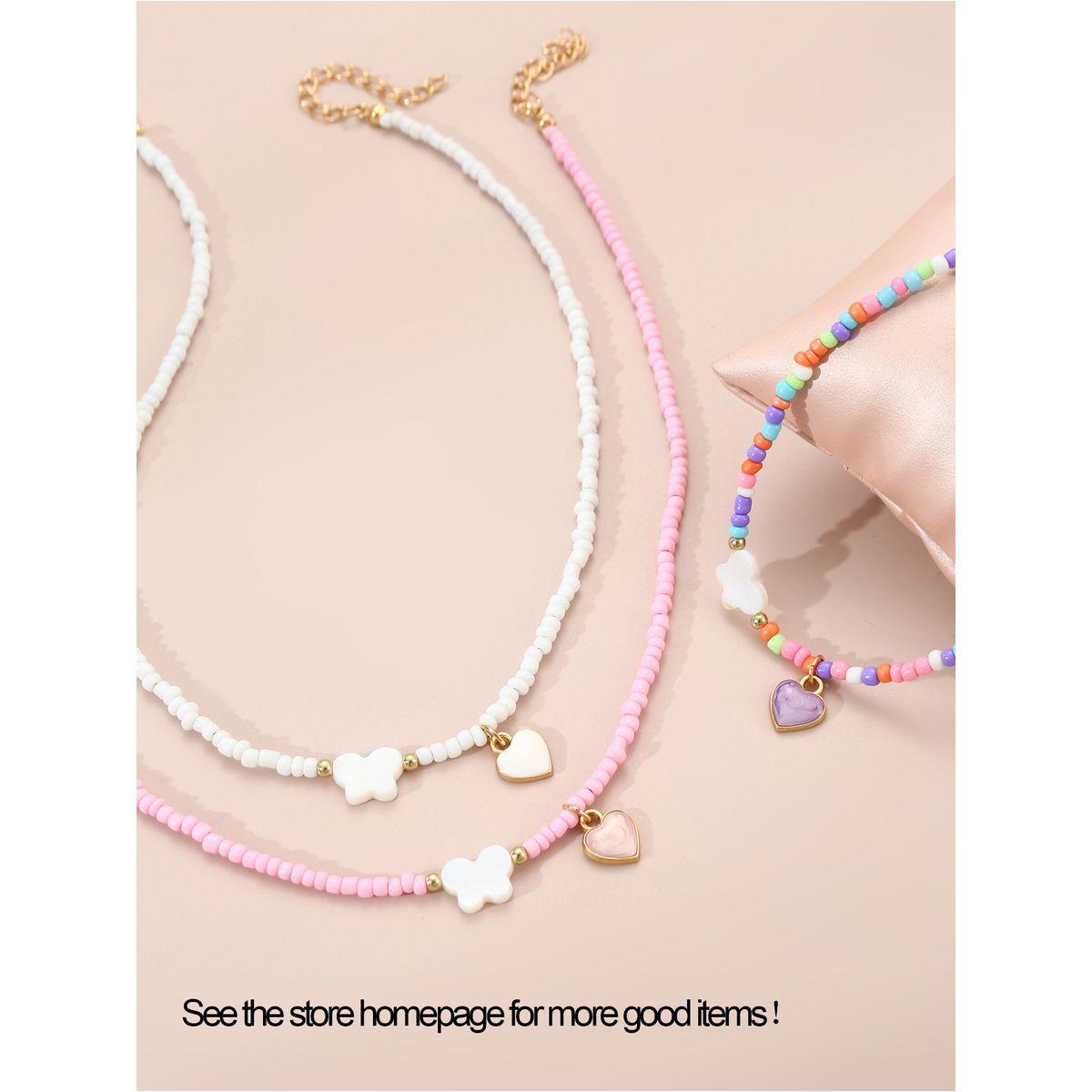Styli Set of 3 - Butterfly and Heart Pendant Beaded Necklace-women-watchesandjewellery-jewellery-necklacesandpendants-image-1