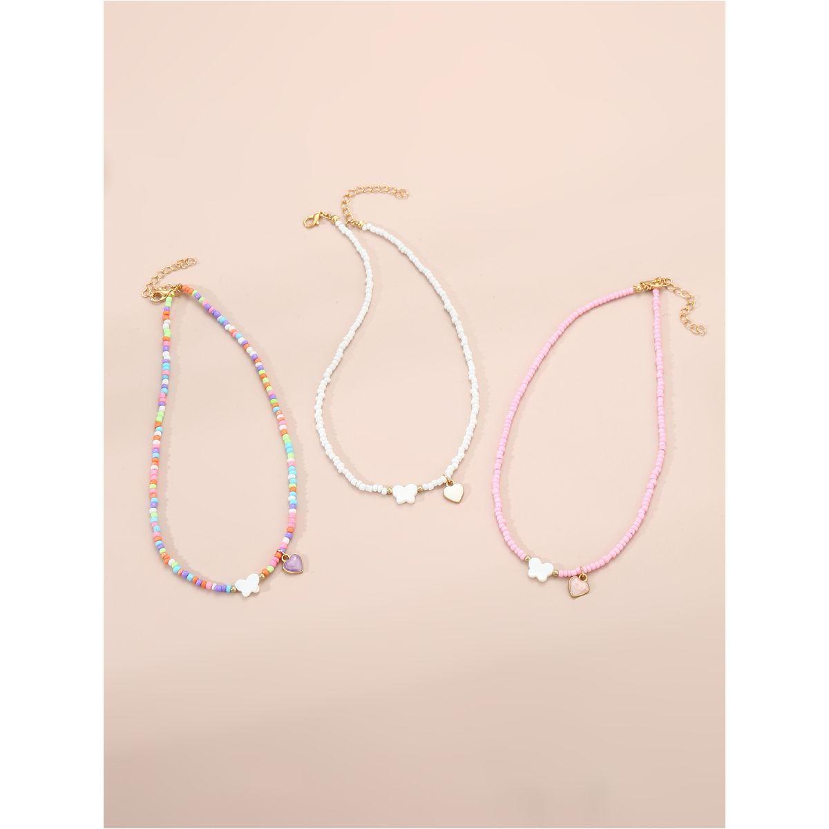 Styli Set of 3 - Butterfly and Heart Pendant Beaded Necklace-women-watchesandjewellery-jewellery-necklacesandpendants-image-2