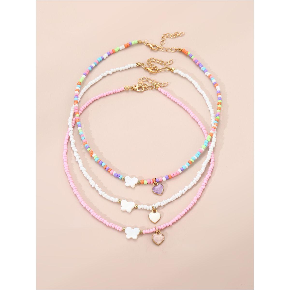 Styli Set of 3 - Butterfly and Heart Pendant Beaded Necklace-women-watchesandjewellery-jewellery-necklacesandpendants-image-3