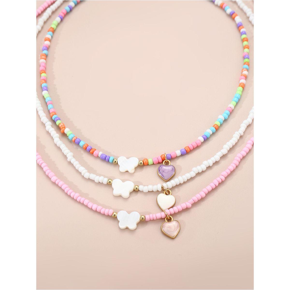 Styli Set of 3 - Butterfly and Heart Pendant Beaded Necklace-women-watchesandjewellery-jewellery-necklacesandpendants-image-4