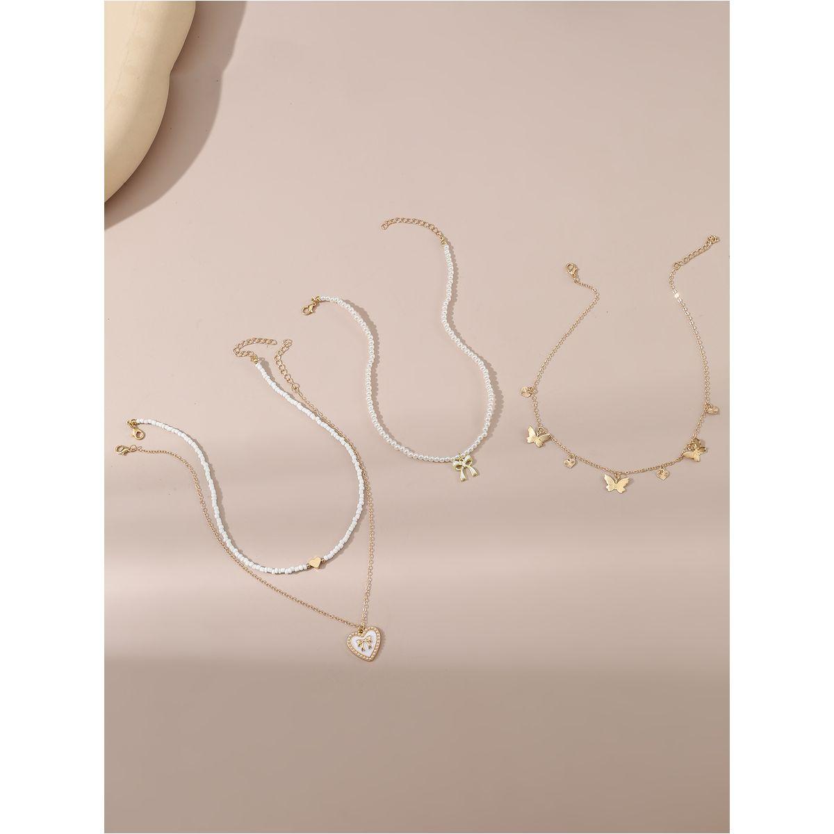 طقم من 4 - قلادة مُنمقة بلؤلؤ صناعي-women-watchesandjewellery-jewellery-necklacesandpendants-image-1