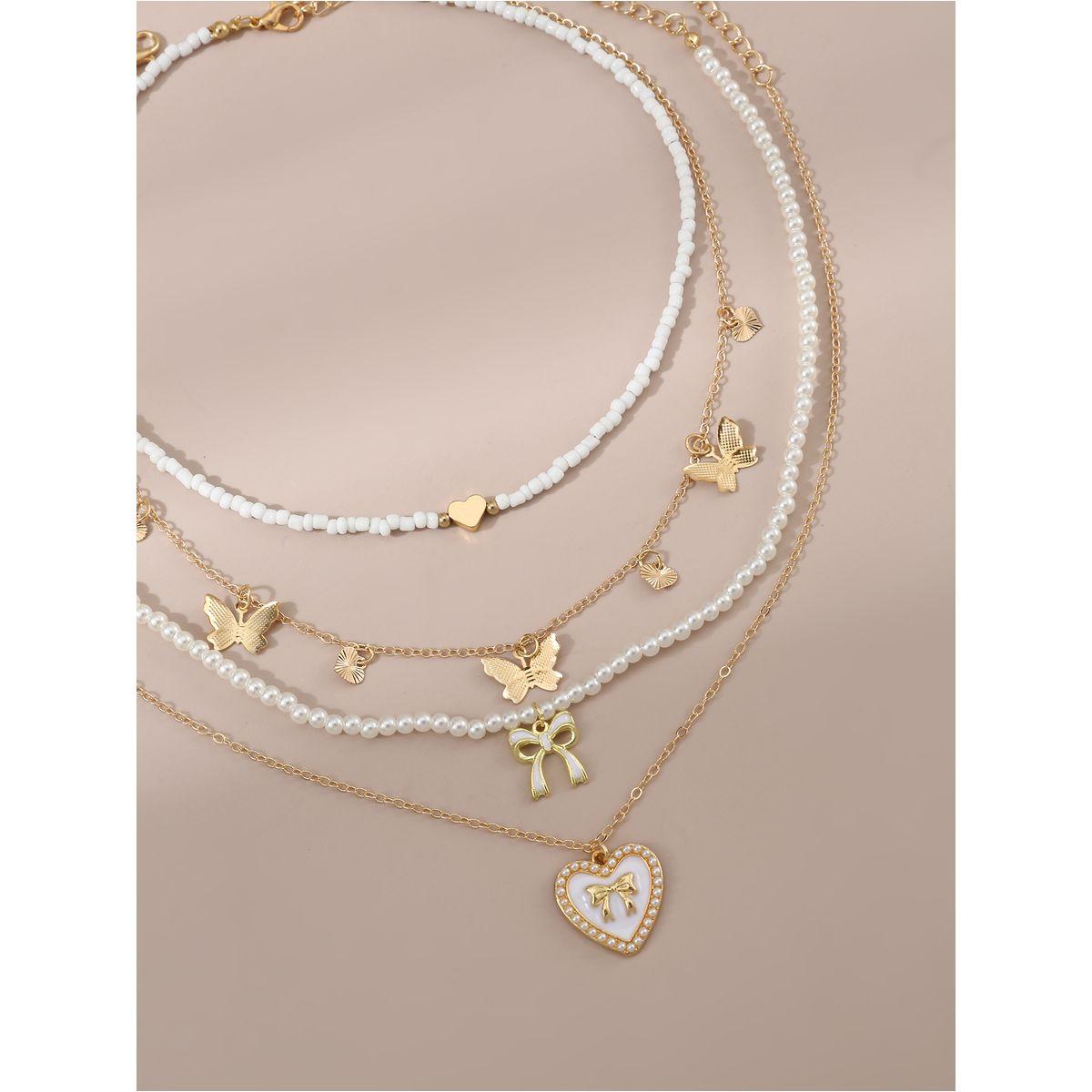 طقم من 4 - قلادة مُنمقة بلؤلؤ صناعي-women-watchesandjewellery-jewellery-necklacesandpendants-image-4
