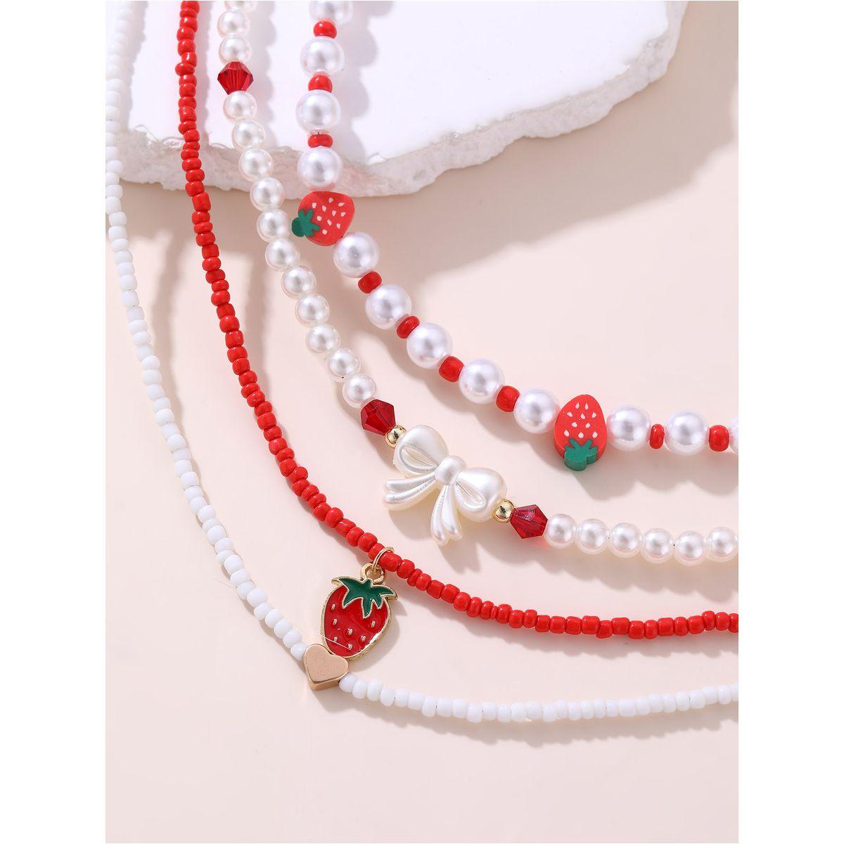 Styli Set of 4 -  Strawberry Beaded Necklace-women-watchesandjewellery-jewellery-necklacesandpendants-image-1