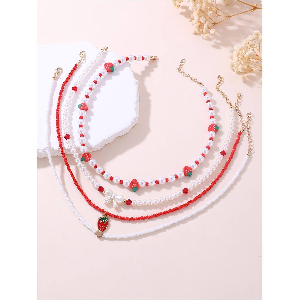 Styli Set of 4 -  Strawberry Beaded Necklace-women-watchesandjewellery-jewellery-necklacesandpendants-image-3