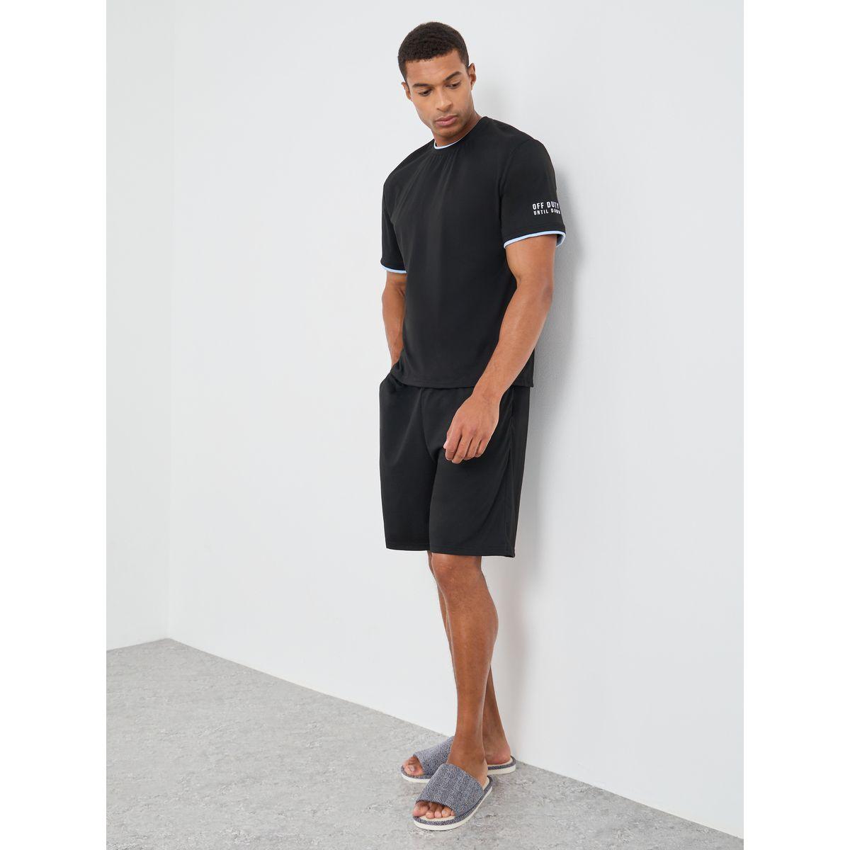 Styli Sloan Print Round Neck T-Shirt and Shorts Pyjama Set-men-clothing-nightwear-sets-image-1