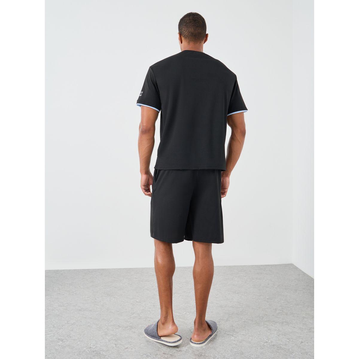 Styli Sloan Print Round Neck T-Shirt and Shorts Pyjama Set-men-clothing-nightwear-sets-image-5