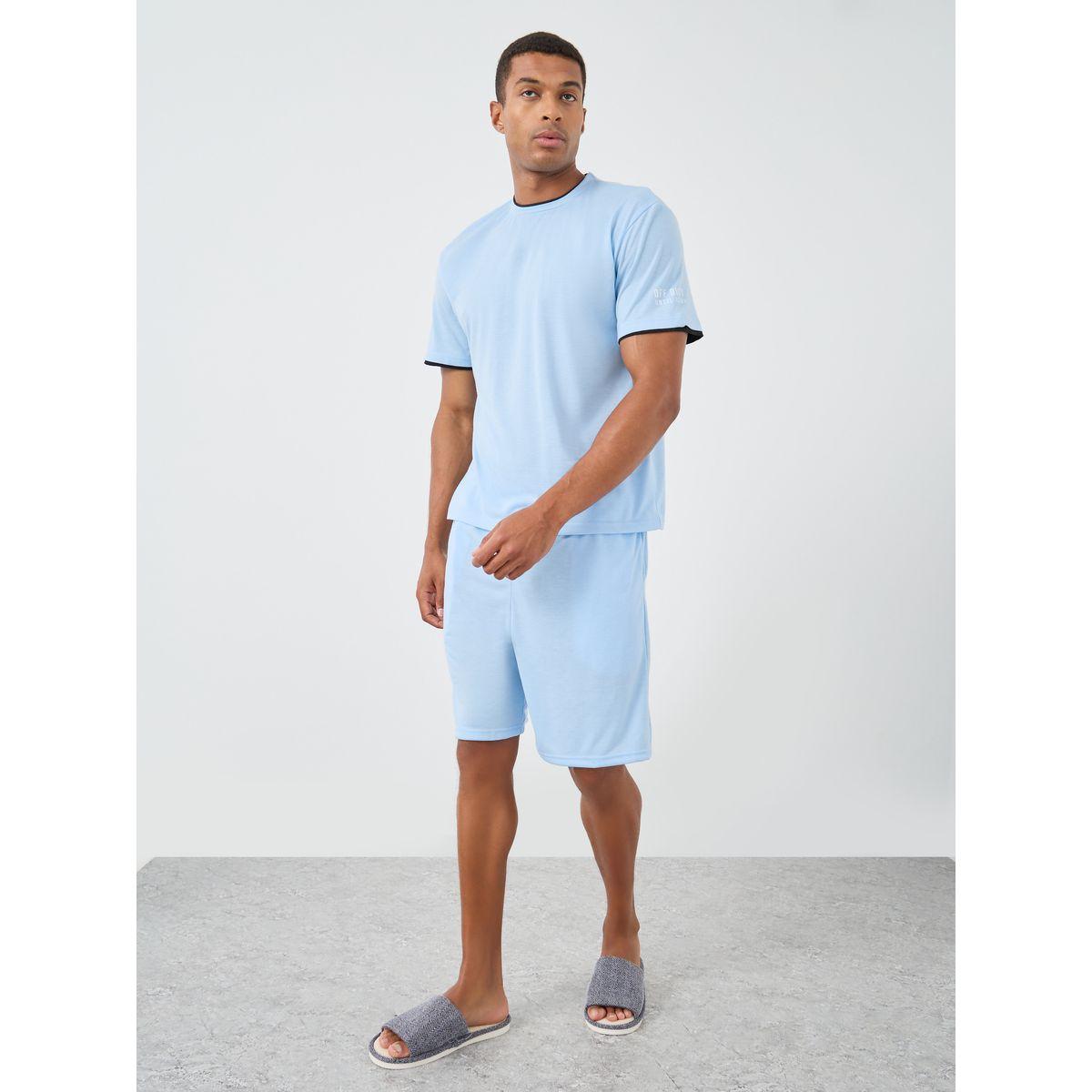 Styli Sloan Print Round Neck T-Shirt and Shorts Pyjama Set-men-clothing-nightwear-sets-image-2