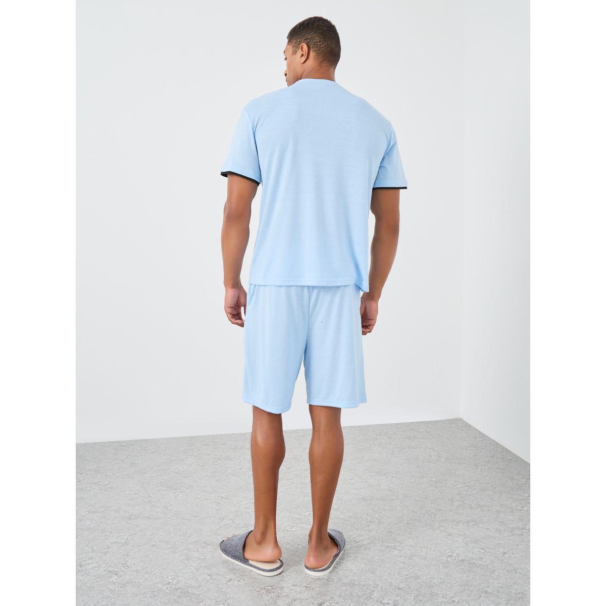 Styli Sloan Print Round Neck T-Shirt and Shorts Pyjama Set-men-clothing-nightwear-sets-image-5