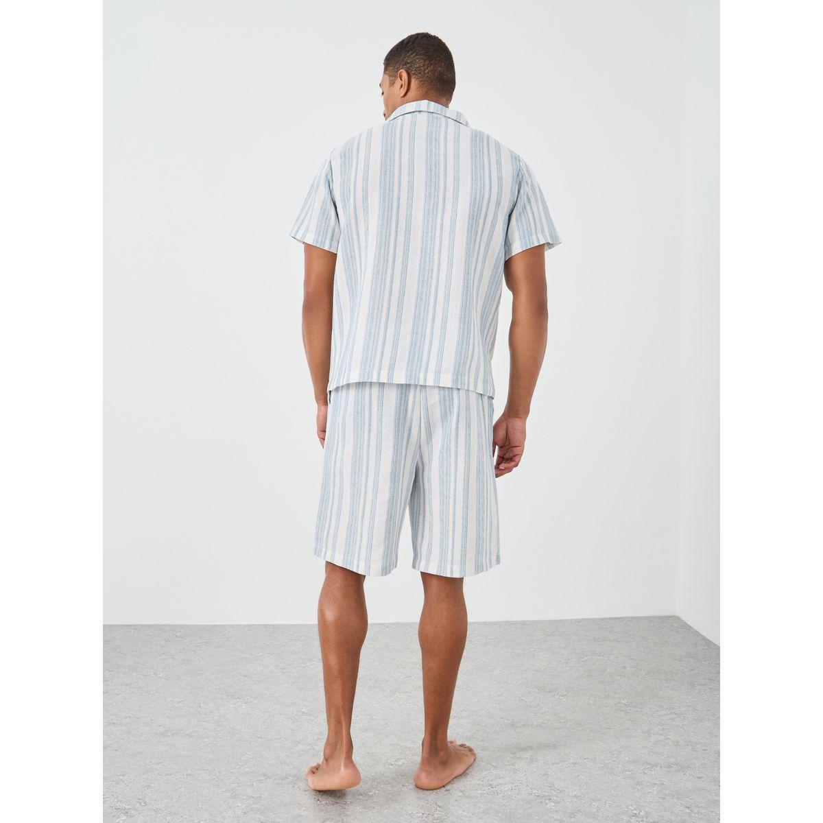 Styli Men Striped Short Sleeve Shirt and Shorts Set-men-clothing-nightwear-sets-image-5