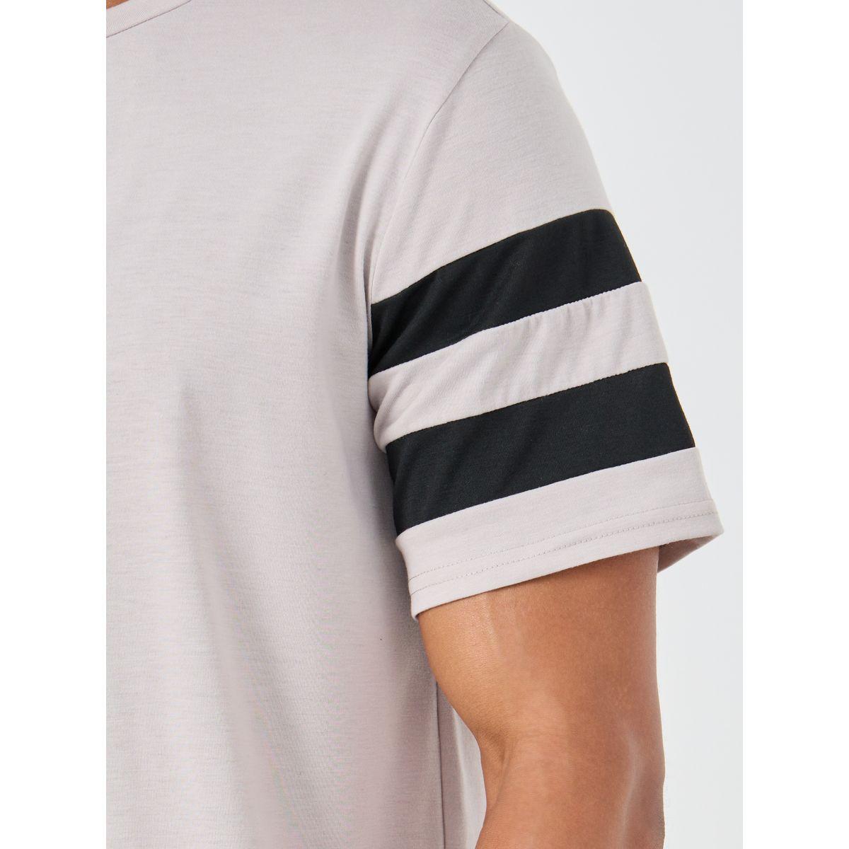 Styli Men Contrast Striped Short Sleeve T-Shirt and Shorts Set-men-clothing-nightwear-sets-image-3