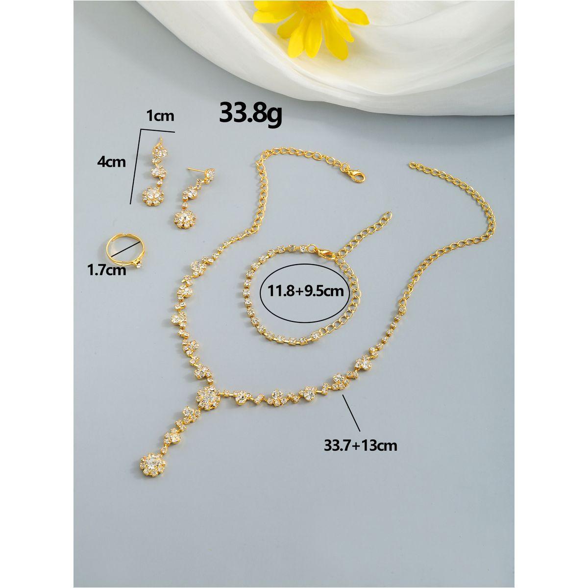 طقم من 4 - قلادة وسوار يد مع أقراط وخاتم-women-watchesandjewellery-jewellery-jewellerysets-image-1