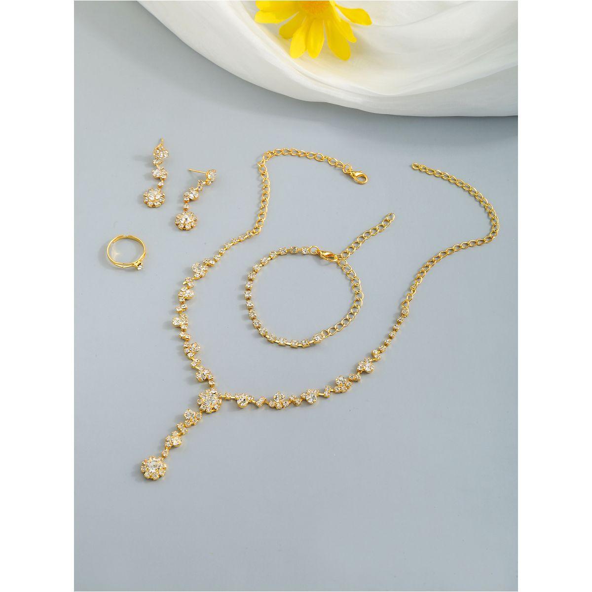 طقم من 4 - قلادة وسوار يد مع أقراط وخاتم-women-watchesandjewellery-jewellery-jewellerysets-image-2