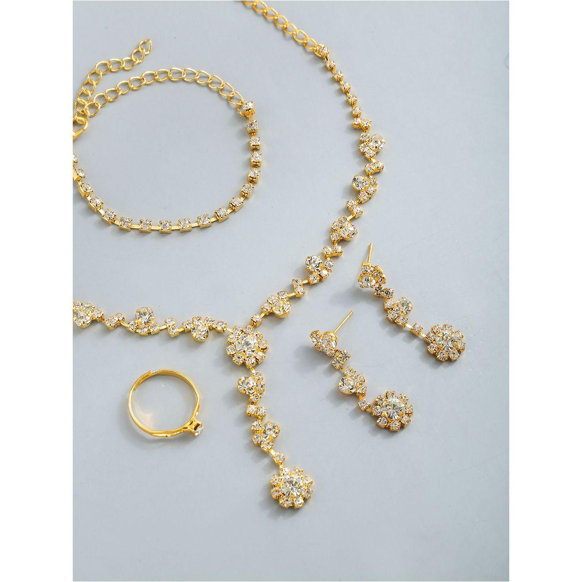 طقم من 4 - قلادة وسوار يد مع أقراط وخاتم-women-watchesandjewellery-jewellery-jewellerysets-image-3