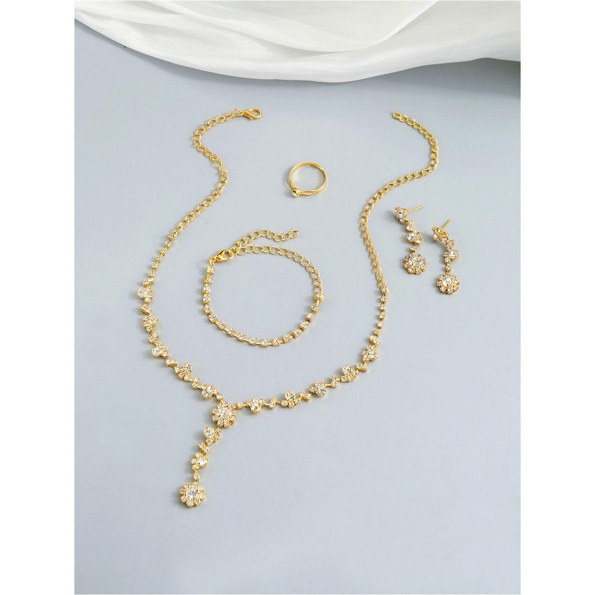 طقم من 4 - قلادة وسوار يد مع أقراط وخاتم-women-watchesandjewellery-jewellery-jewellerysets-image-4