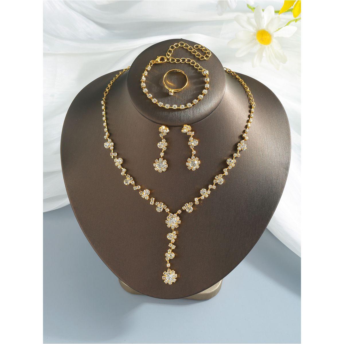 طقم من 4 - قلادة وسوار يد مع أقراط وخاتم-women-watchesandjewellery-jewellery-jewellerysets-image-6