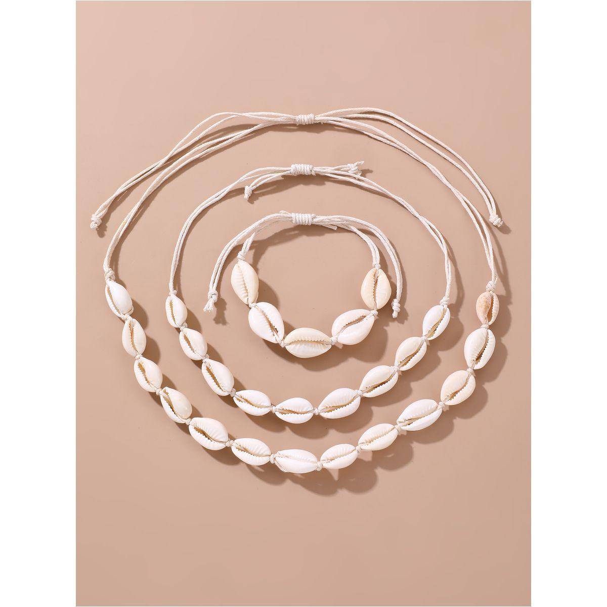 Styli Set of 3 - Shell Necklace and Bracelet-women-watchesandjewellery-jewellery-jewellerysets-image-6
