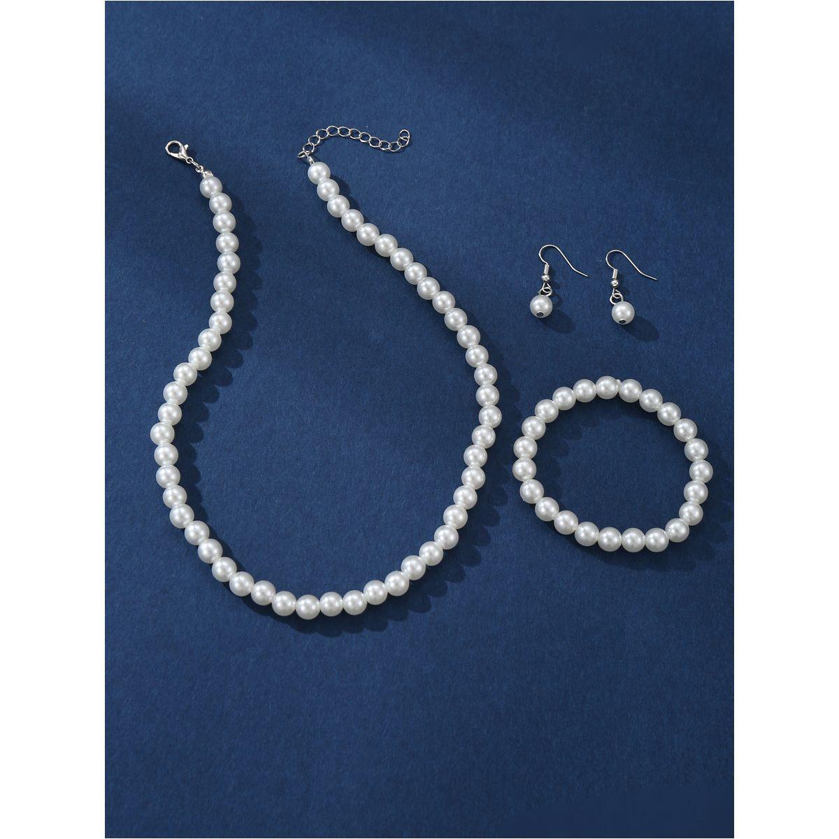 طقم من 3 - قلادة مُنمقة بلؤلؤ صناعي وسوار مع أقراط-women-watchesandjewellery-jewellery-jewellerysets-image-2