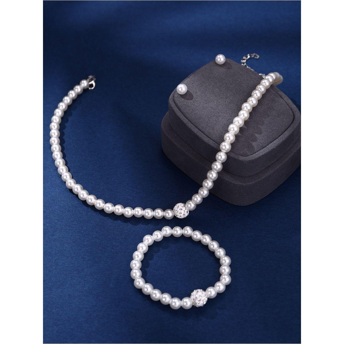 مجموعة من 3 اقراط وسوار يد مع عقد كاجوال-women-watchesandjewellery-jewellery-jewellerysets-image-1