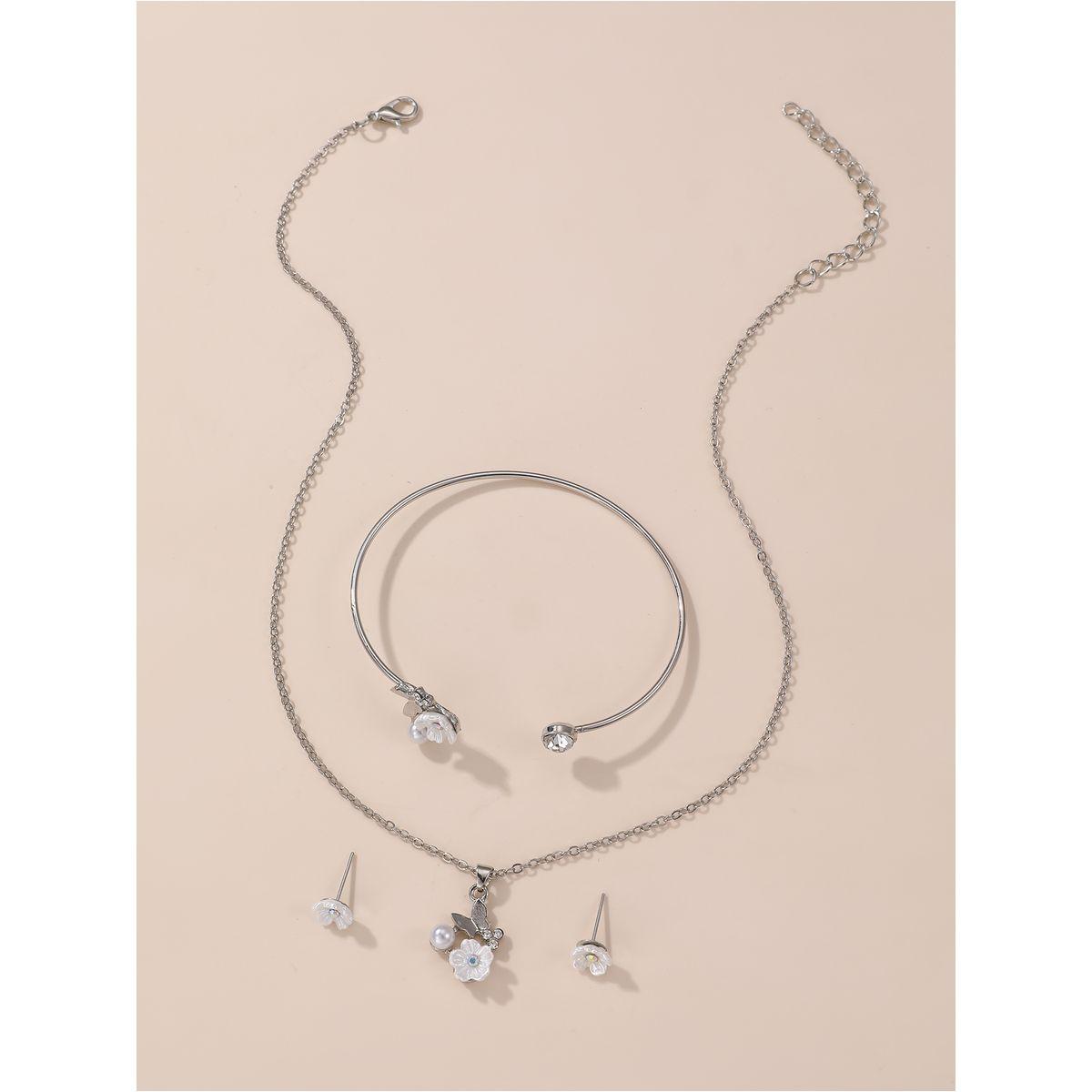 طقم من 3 - قلادة وسوار يد مع أقراط-women-watchesandjewellery-jewellery-jewellerysets-image-2