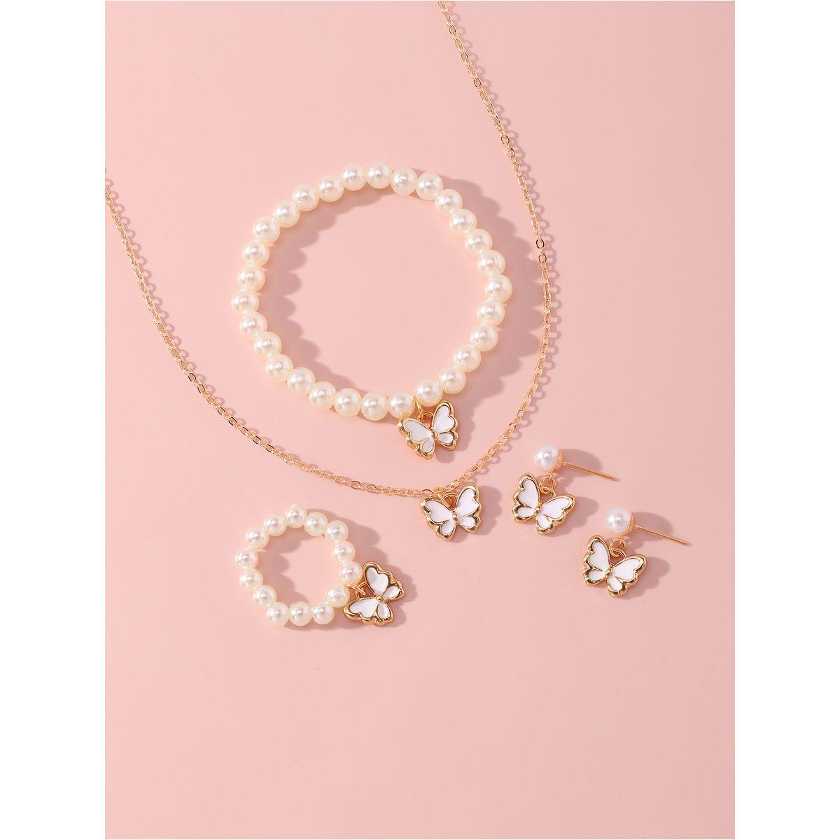 طقم من 4 - قلادة وسوار يد مع أقراط وخاتم-women-watchesandjewellery-jewellery-jewellerysets-image-3