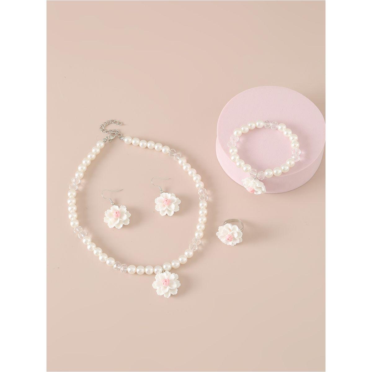 مجموعة من 4 خاتم واقراط اذن مع عقد-women-watchesandjewellery-jewellery-jewellerysets-image-4