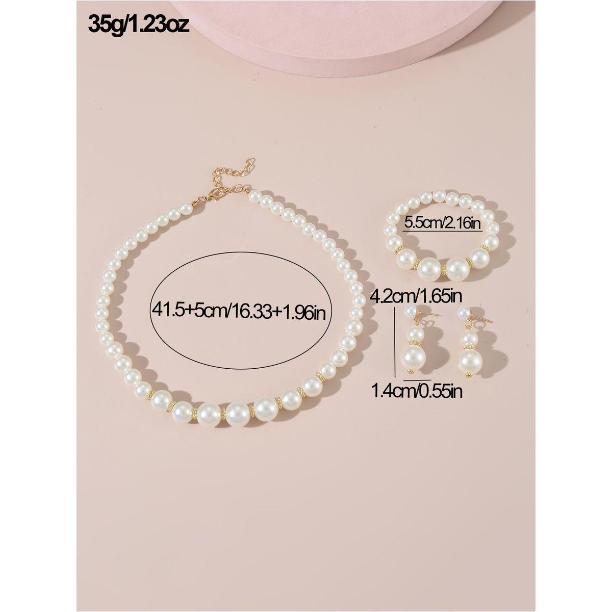طقم من 3 - قلادة منمقة بلؤلؤ صناعي وسوار يد مع أقراط-women-watchesandjewellery-jewellery-jewellerysets-image-6