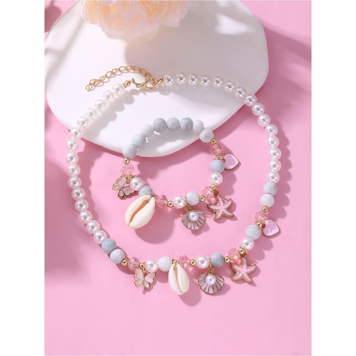 طقم من 2 - أقراط مُنمقة بخرز مع سوار يد-women-watchesandjewellery-jewellery-jewellerysets-image-1