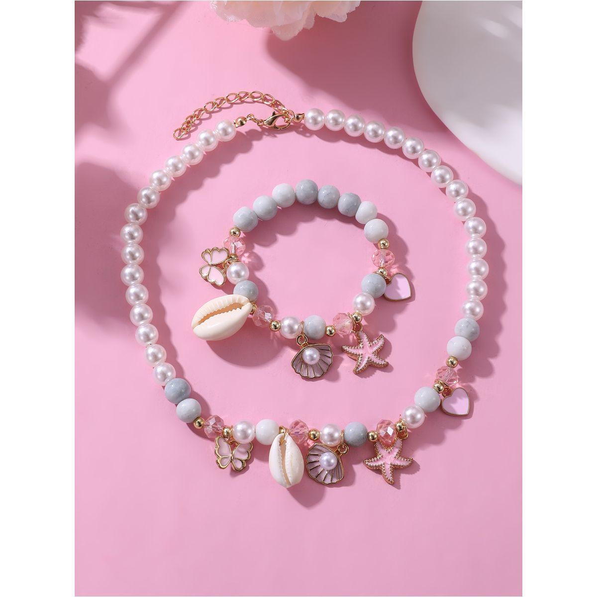 طقم من 2 - أقراط مُنمقة بخرز مع سوار يد-women-watchesandjewellery-jewellery-jewellerysets-image-2