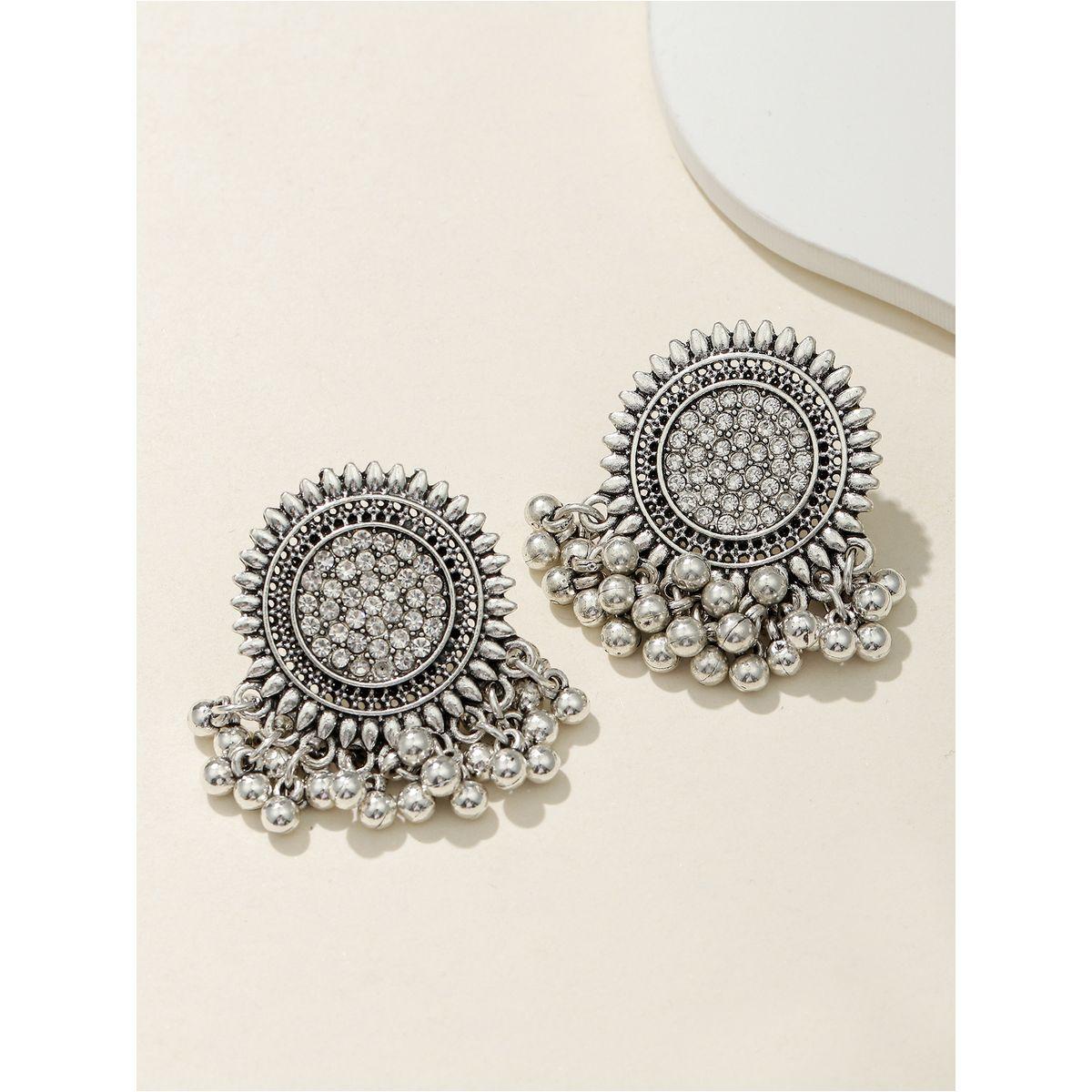 Styli Embellished Tasseled Earrings-women-watchesandjewellery-jewellery-earrings-image-3