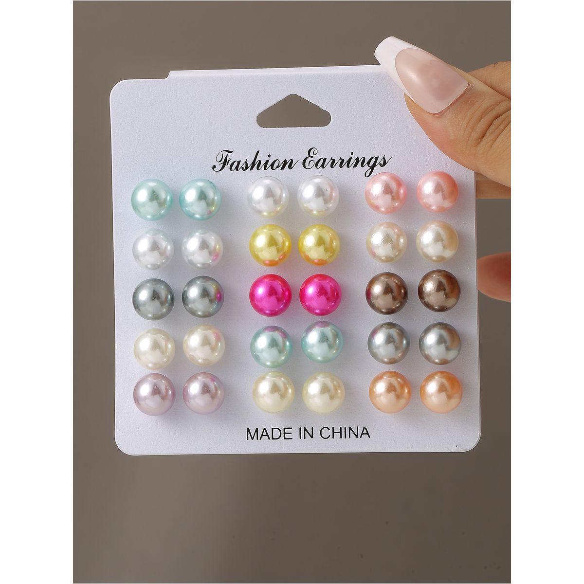 Styli Set of 15 - Faux Pearl Earrings-women-watchesandjewellery-jewellery-earrings-image-2