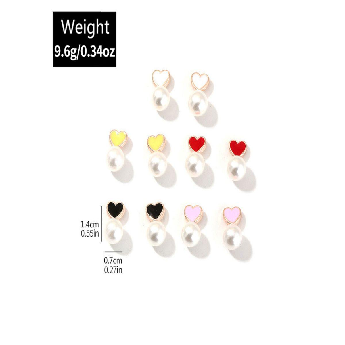 Styli Set of 5 - Heart Shape with Faux Pearl Drop Earrings-women-watchesandjewellery-jewellery-earrings-image-5