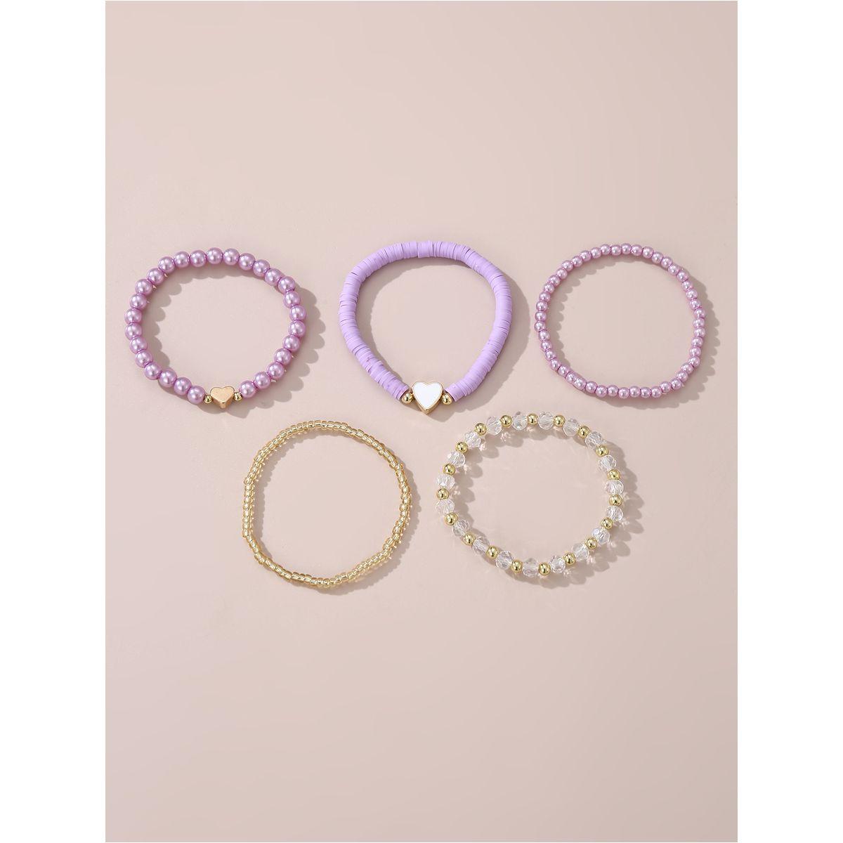 مجموعة من 5 اساور يد مزينة بالخرز-women-watchesandjewellery-jewellery-banglesandbracelets-image-1