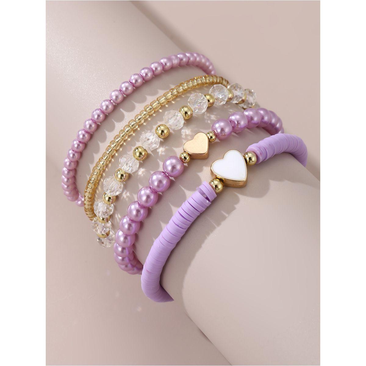 مجموعة من 5 اساور يد مزينة بالخرز-women-watchesandjewellery-jewellery-banglesandbracelets-image-2
