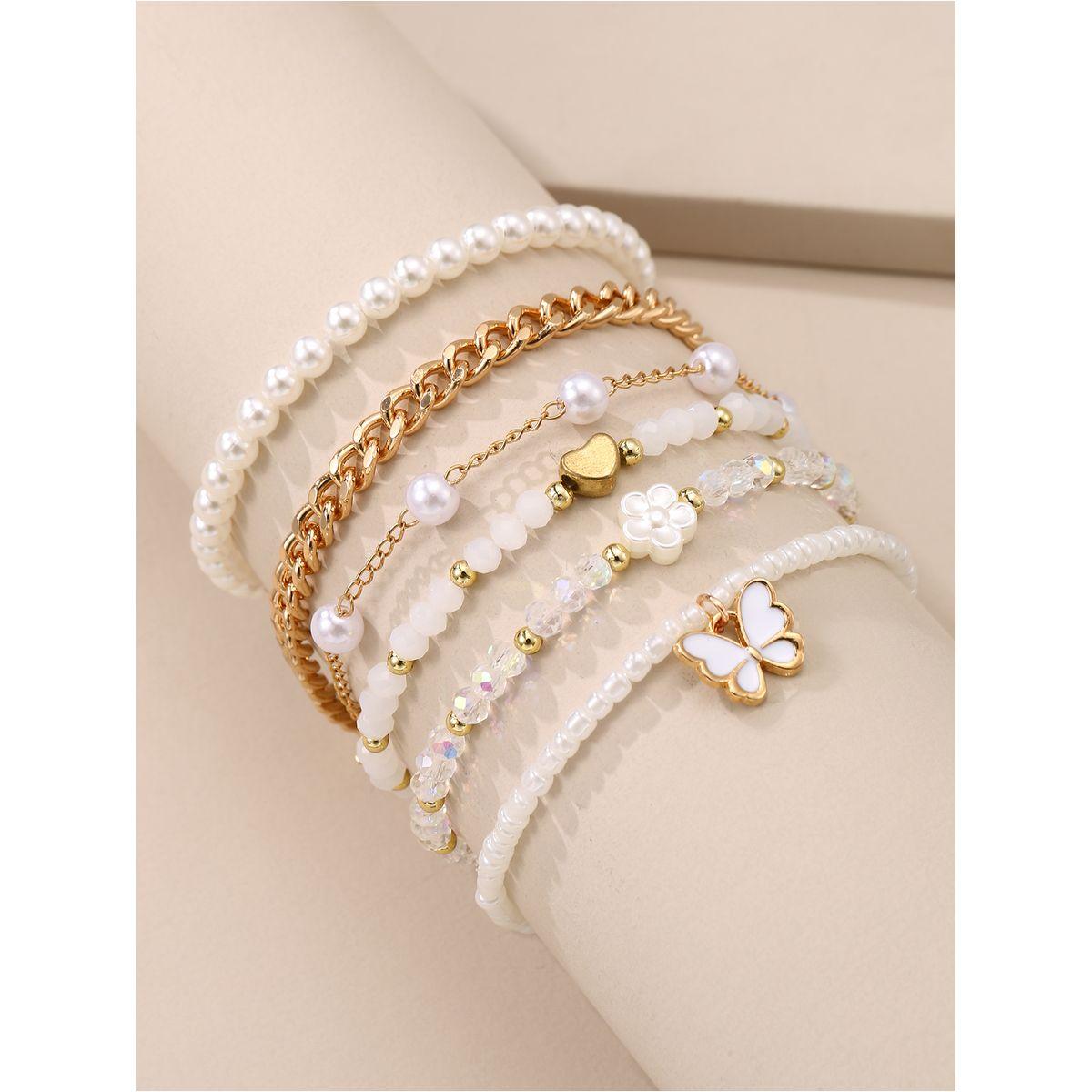 Styli Set of - Pendant Faux Pearl Beaded Bracelet-women-watchesandjewellery-jewellery-banglesandbracelets-image-1