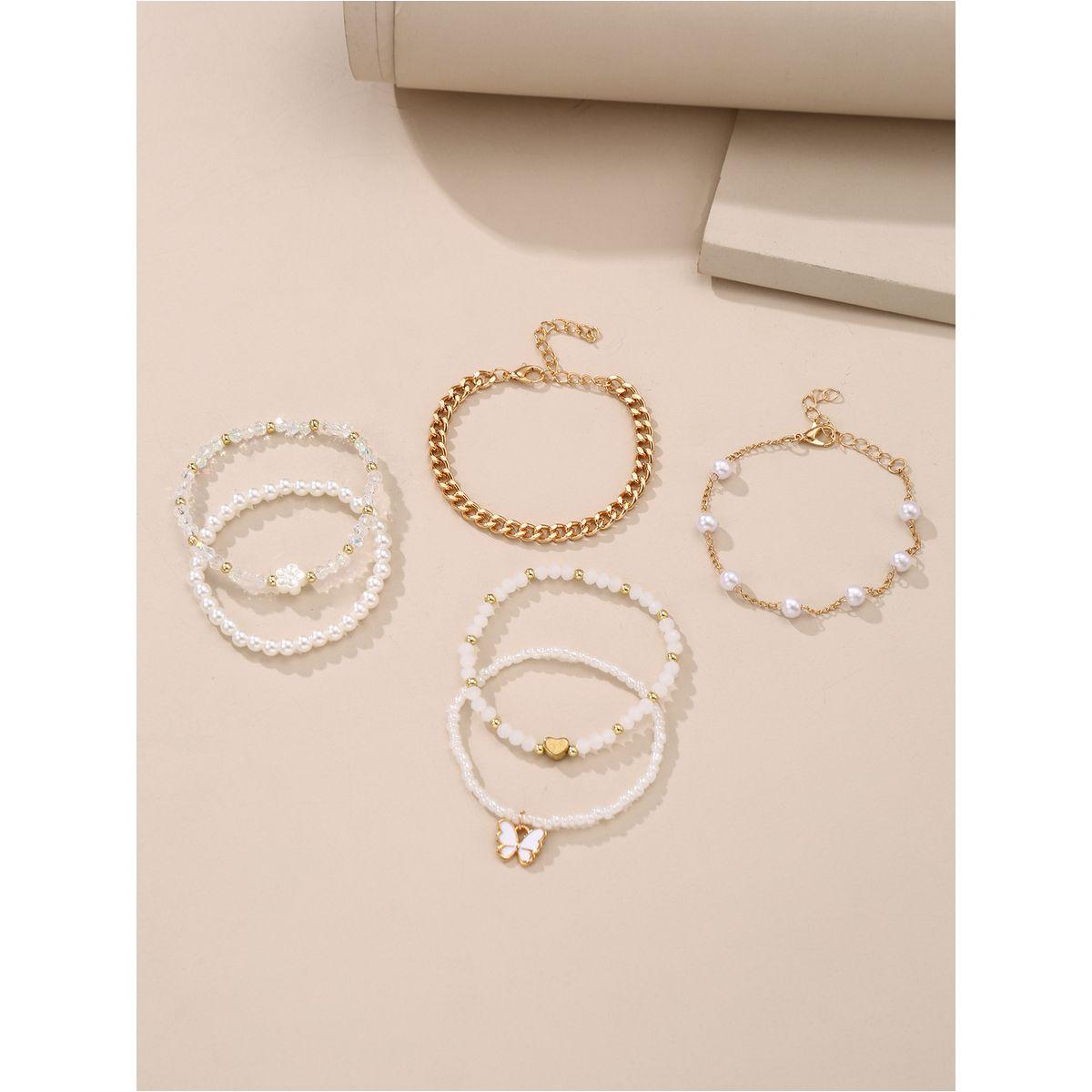 Styli Set of - Pendant Faux Pearl Beaded Bracelet-women-watchesandjewellery-jewellery-banglesandbracelets-image-4
