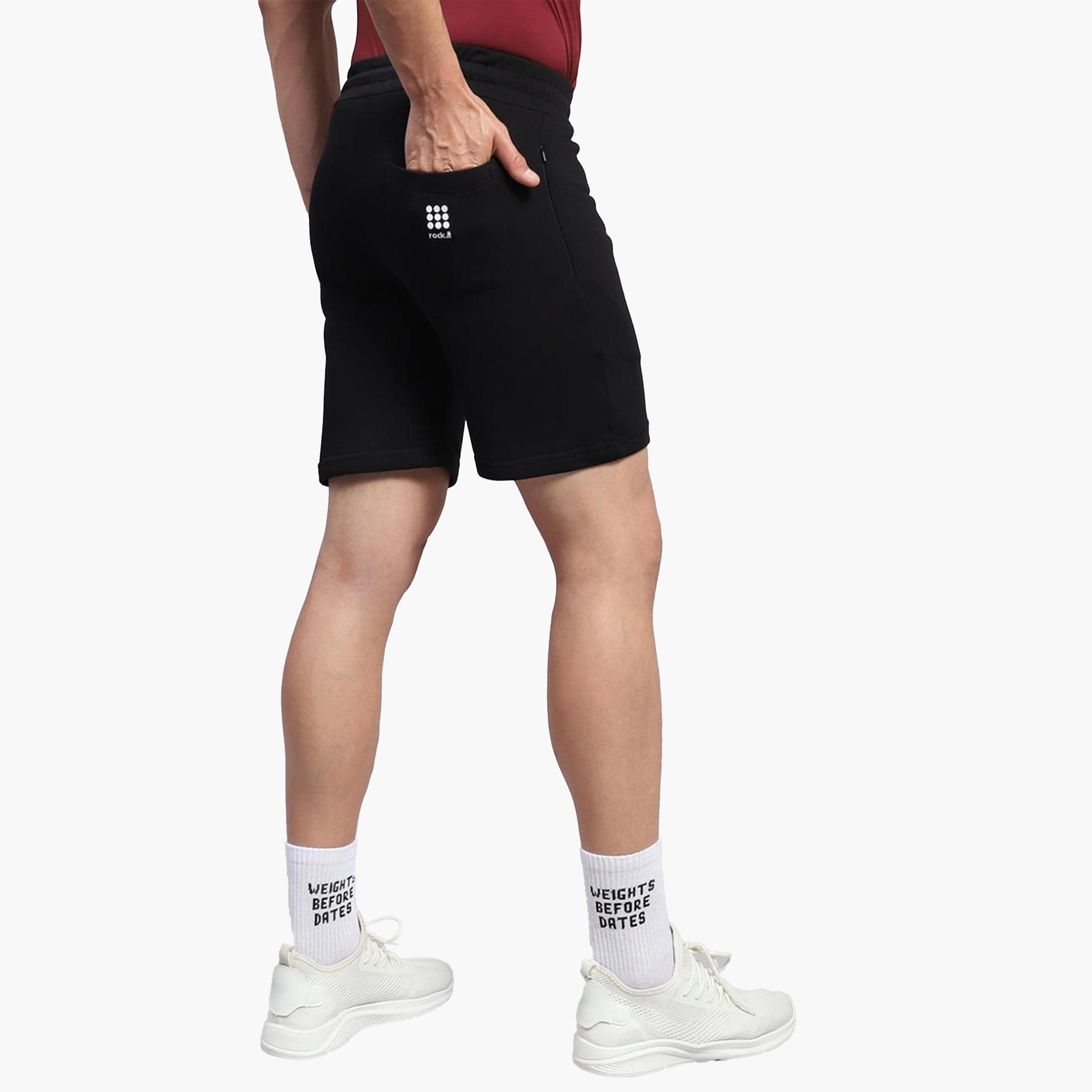 Rock.it X Styli Men Black Plain Short Shorts-men-clothing-bottoms-shorts-image-4