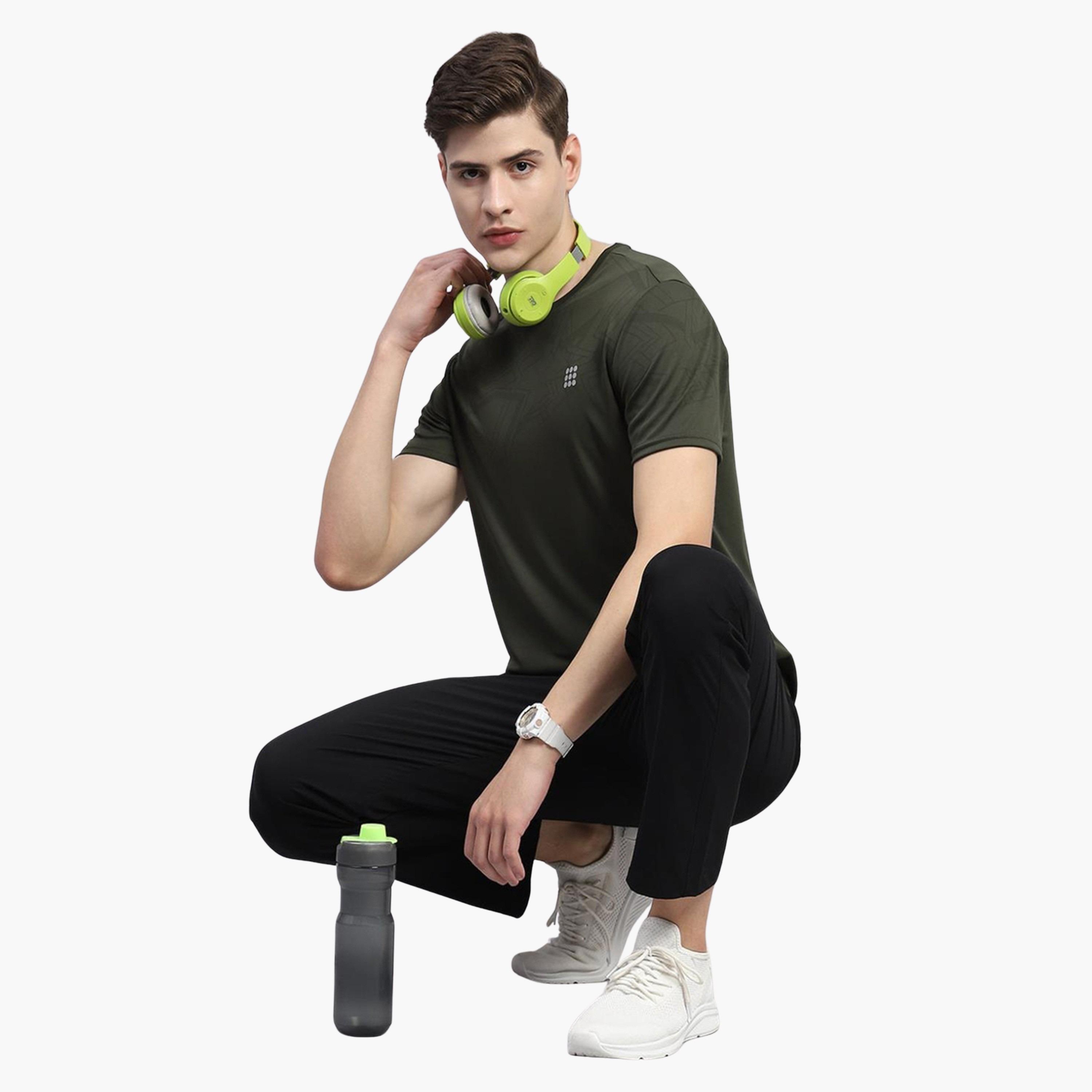 Rock.it X Styli Men Olive Solid Round Neck Short Sleeves T-Shirt-men-clothing-tshirtsandpolos-tshirts-image-5