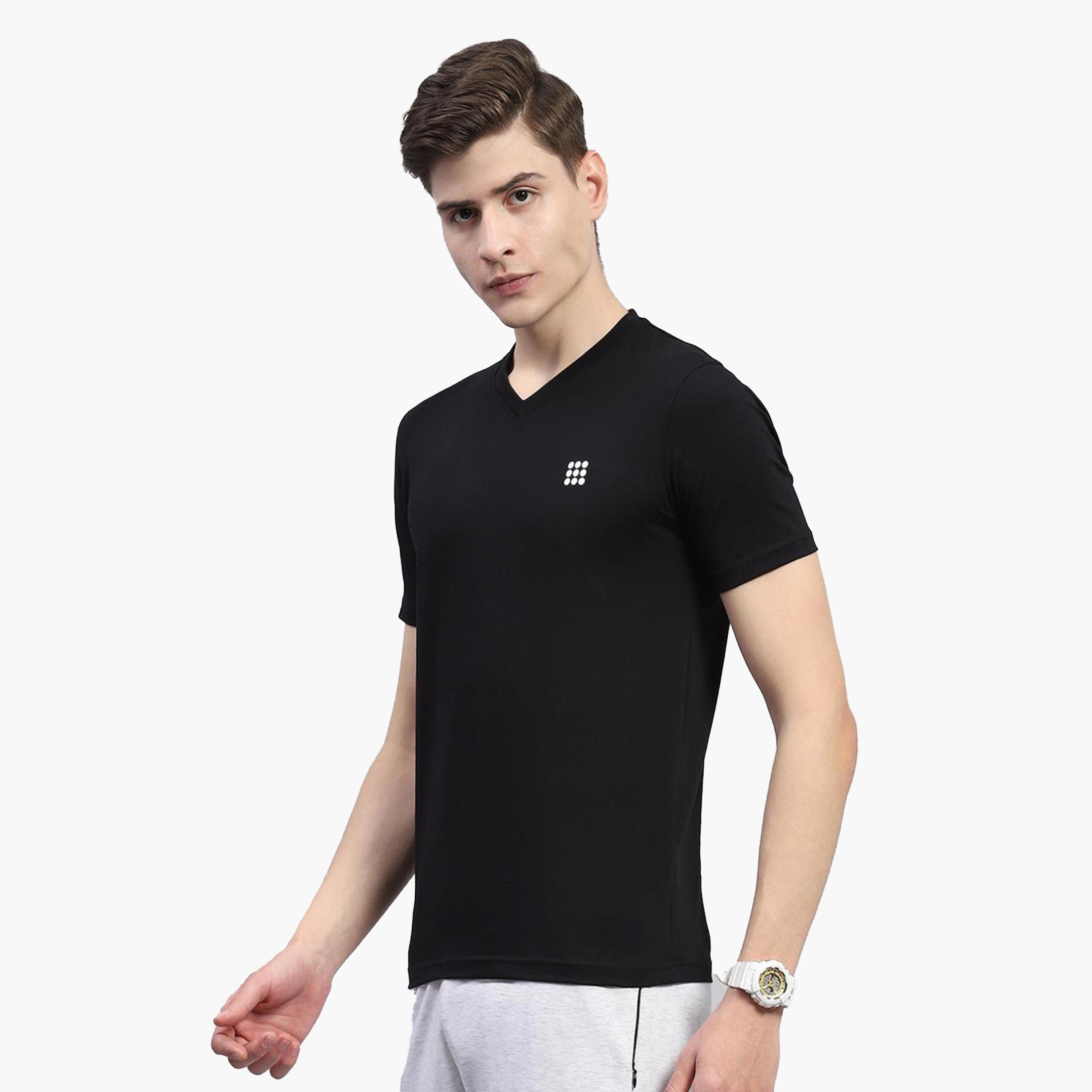 Rock.it X Styli Men Black Solid V Neck Short Sleeves T-Shirt-men-clothing-tshirtsandpolos-tshirts-image-2