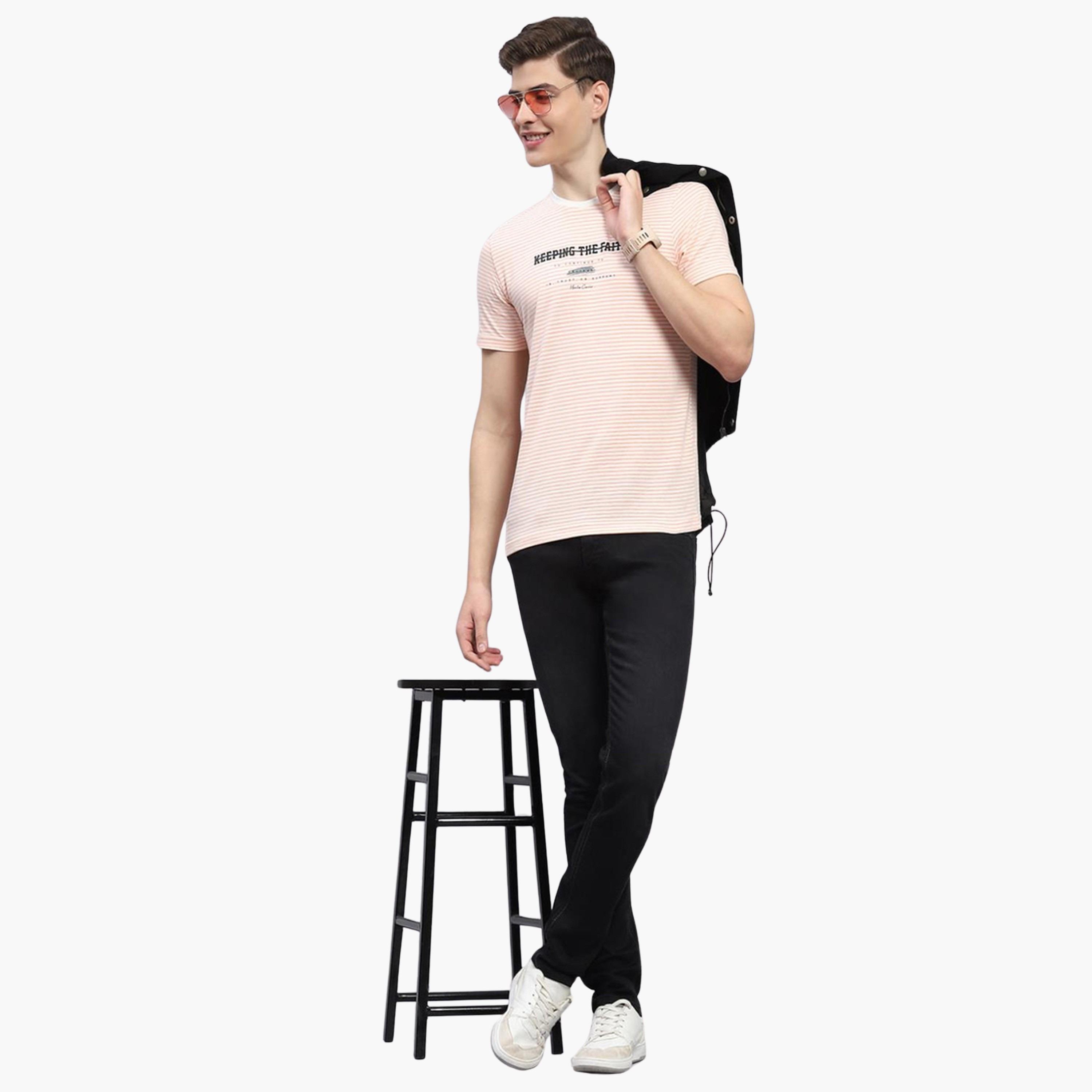 مونت كارلو × ستايلي-  تي شيرت رجالي برتقالي مطبوع رقبة دائرية-men-clothing-tshirtsandpolos-tshirts-image-2