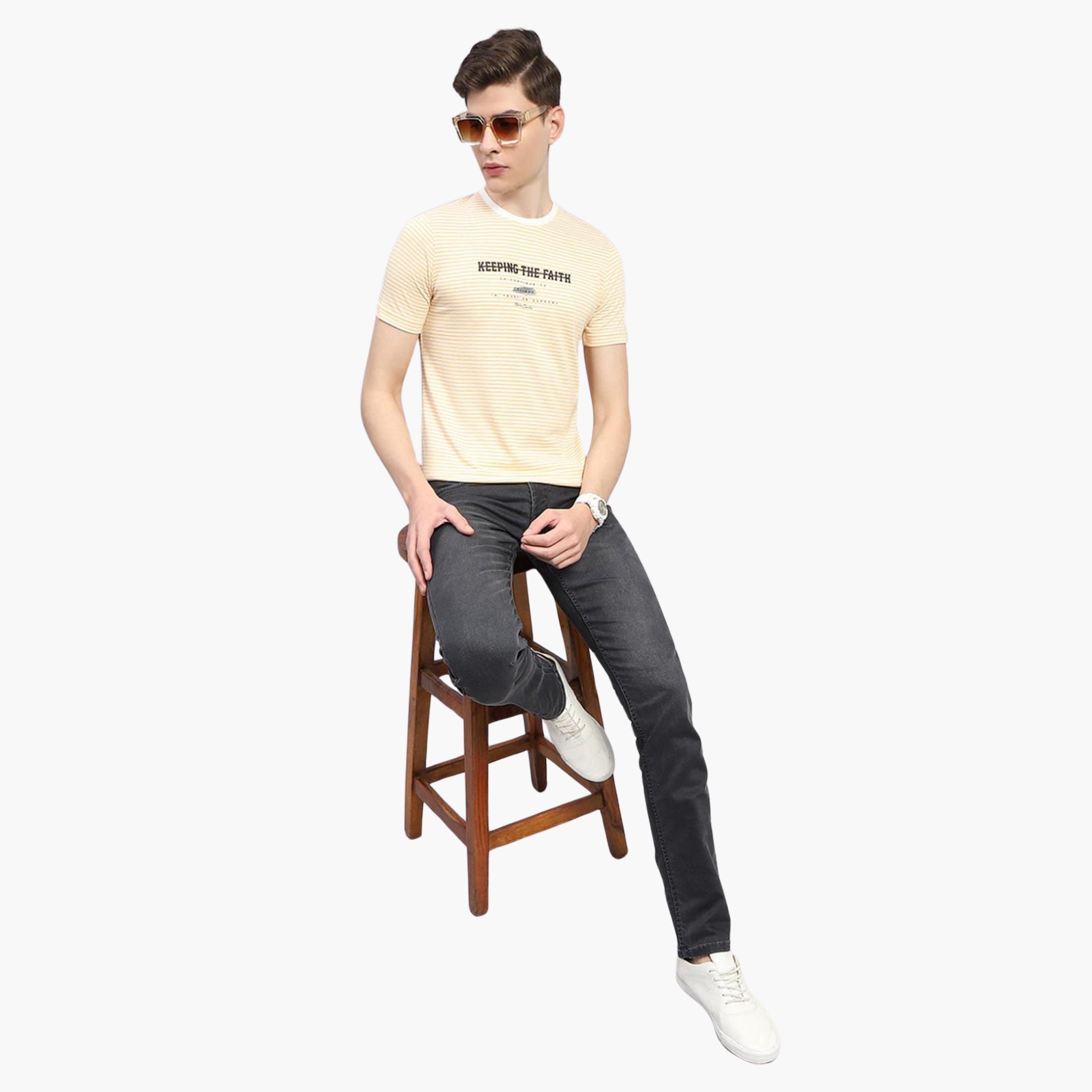 مونت كارلو × ستايلي-  تي شيرت رجالي أصفر مطبوع رقبة دائرية-men-clothing-tshirtsandpolos-tshirts-image-2