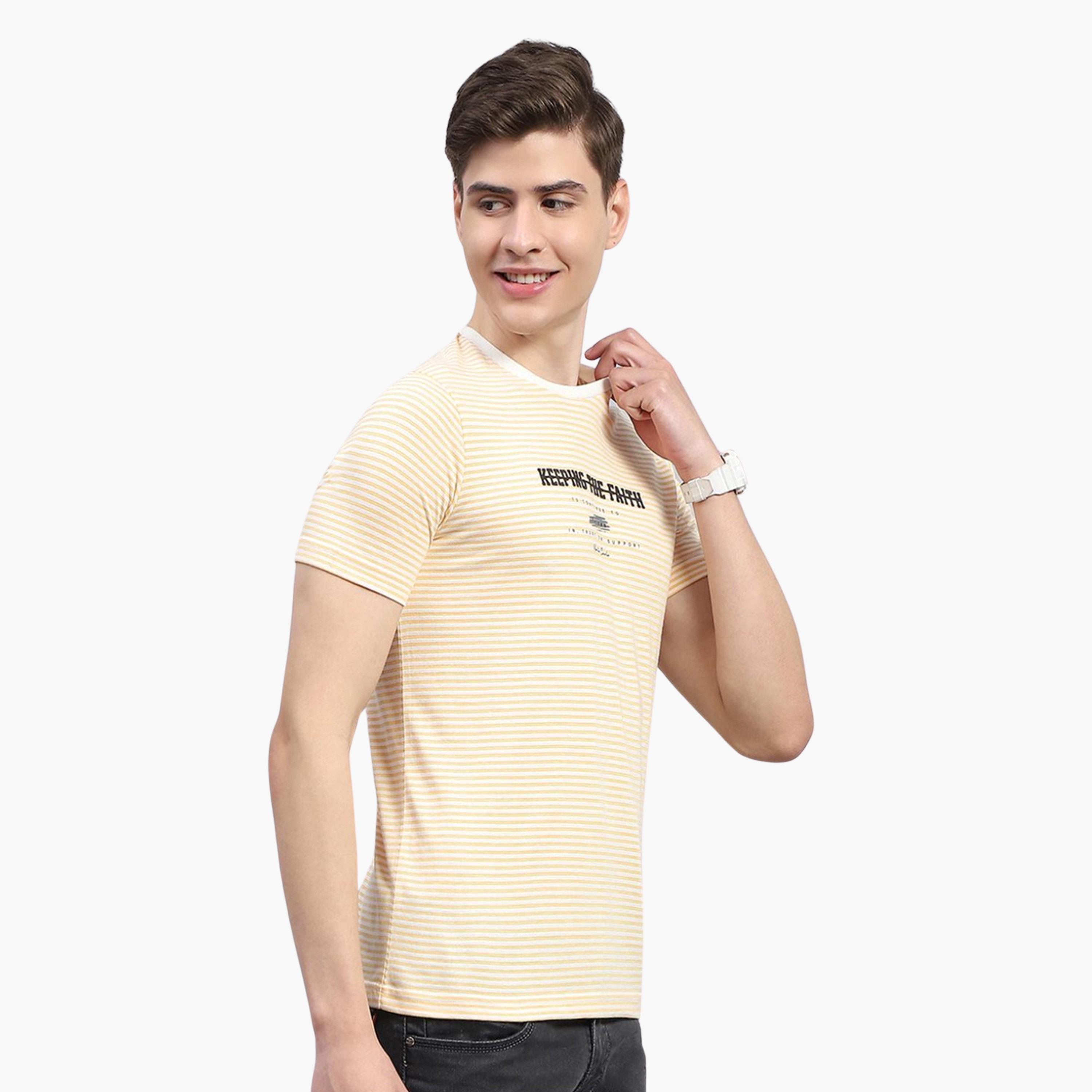 مونت كارلو × ستايلي-  تي شيرت رجالي أصفر مطبوع رقبة دائرية-men-clothing-tshirtsandpolos-tshirts-image-3