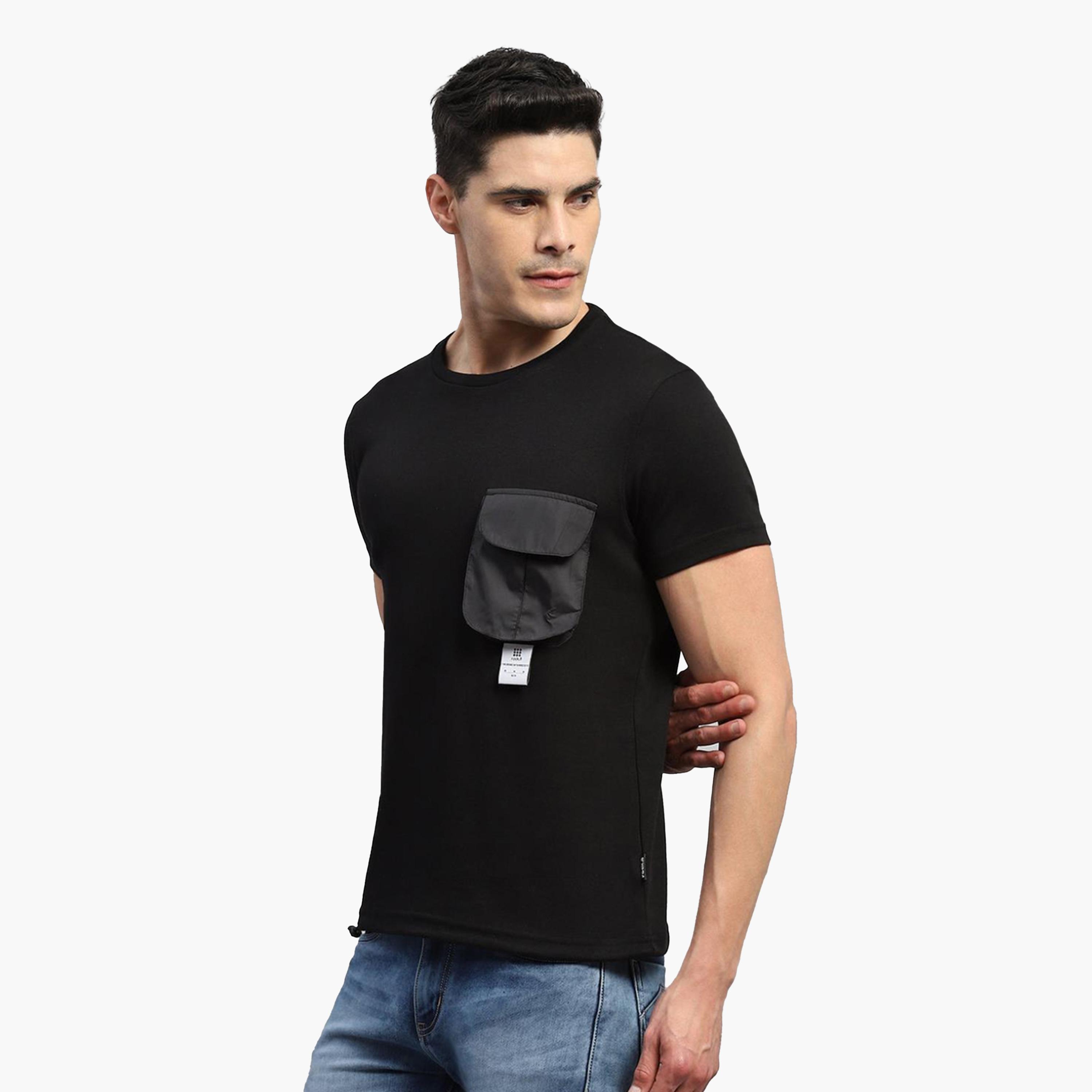روك.ات ×ستايلي-  تي شيرت رجالي أسود سادة رقبة دائرية وتفاصيل جيوب-men-clothing-tshirtsandpolos-tshirts-image-5