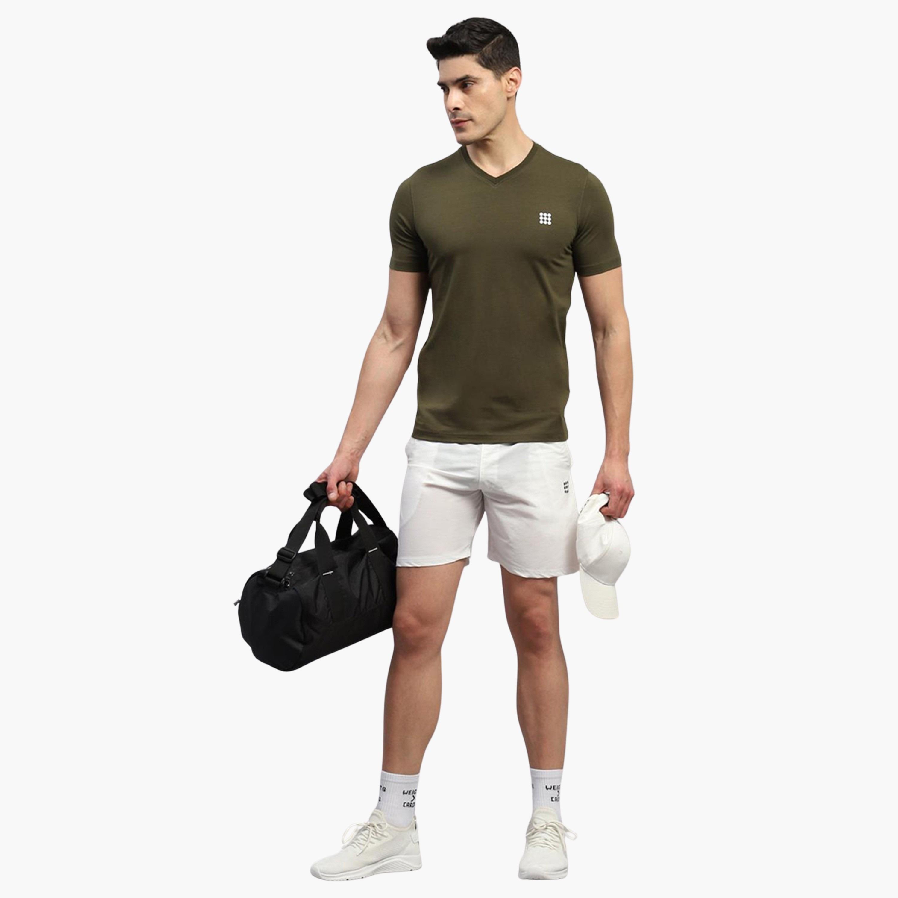 Rock.it X Styli Men Olive Solid V Neck Short Sleeves T-Shirt-men-clothing-tshirtsandpolos-tshirts-image-2