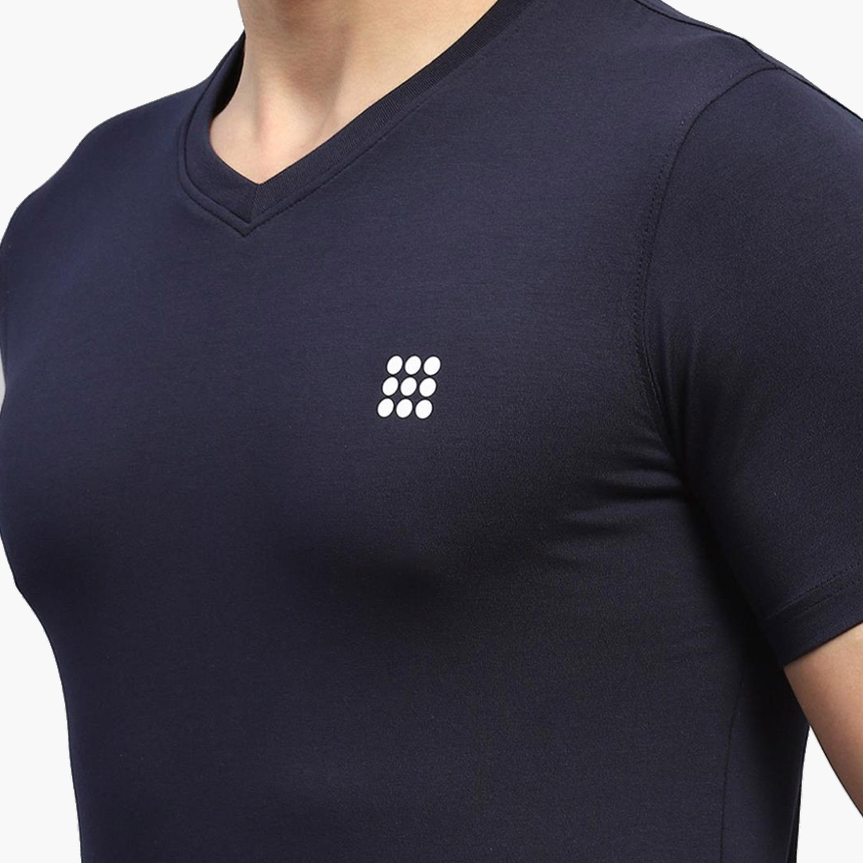 Rock.it X Styli Men Navy Solid V Neck Short Sleeves T Shirt-men-clothing-tshirtsandpolos-tshirts-image-6