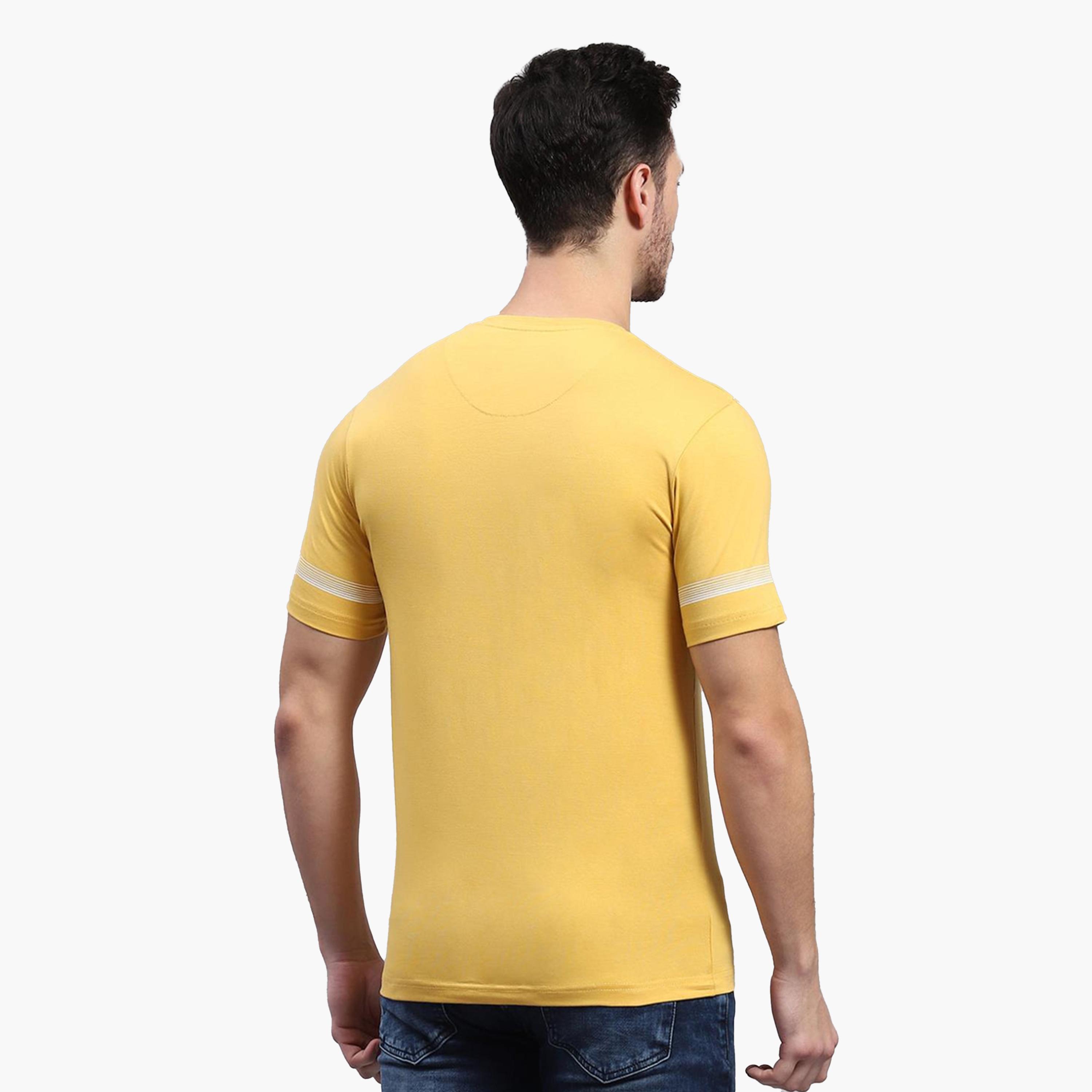 Monte Carlo X Styli Regular Fit Mustard Printed Round Neck TShirt-men-clothing-tshirtsandpolos-tshirts-image-4