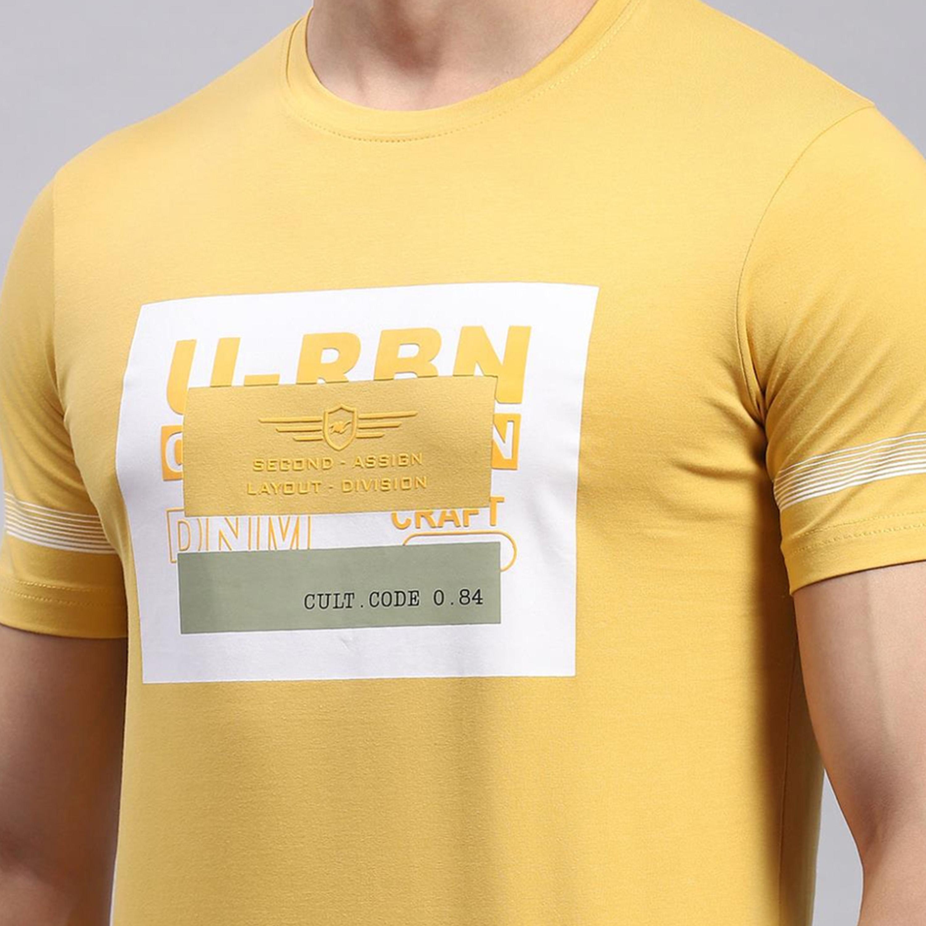 Monte Carlo X Styli Regular Fit Mustard Printed Round Neck TShirt-men-clothing-tshirtsandpolos-tshirts-image-6